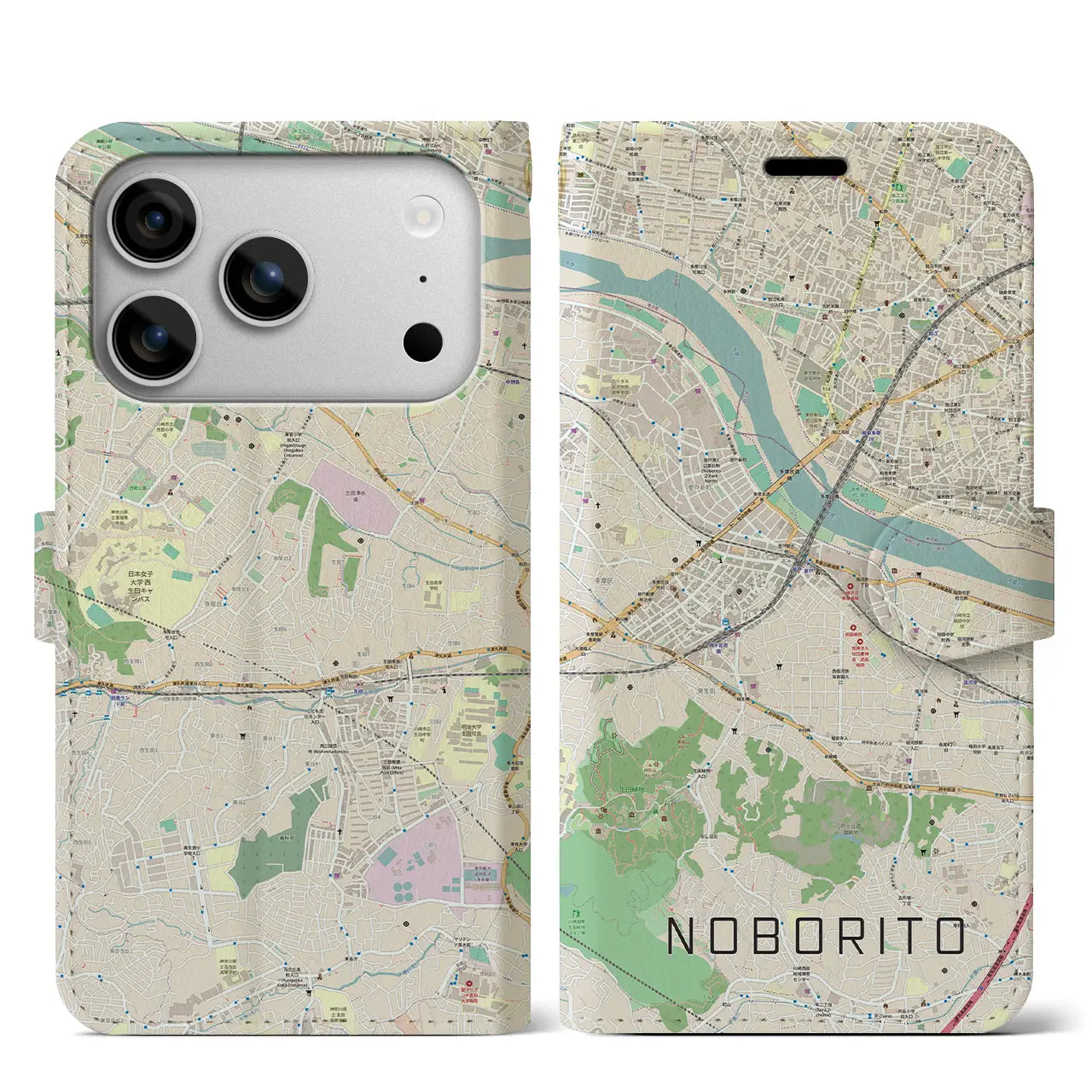 【登戸(神奈川県)】地図柄iPhoneケース(手帳タイプ)