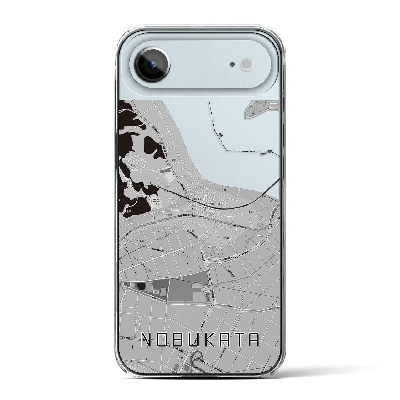 【延方(茨城県)】地図柄iPhoneケース(クリアタイプ)モノトーン・iPhone 17 Pro Max 用