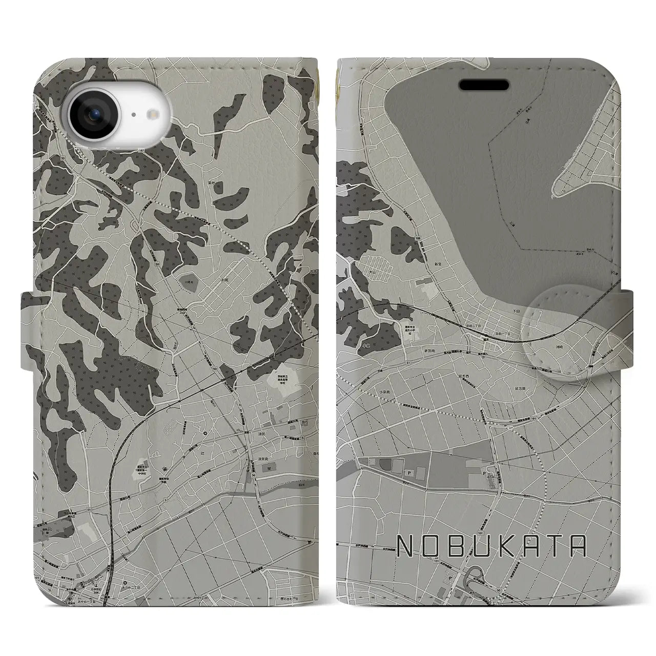 【延方(茨城県)】地図柄iPhoneケース(手帳タイプ)