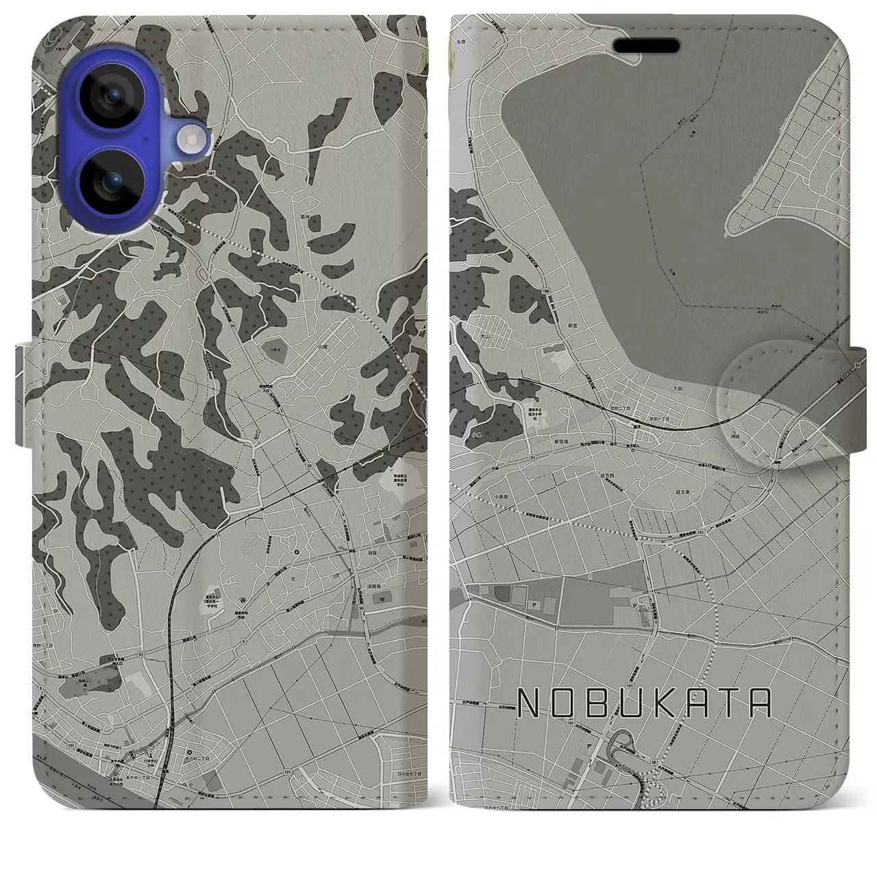 【延方(茨城県)】地図柄iPhoneケース(手帳タイプ)