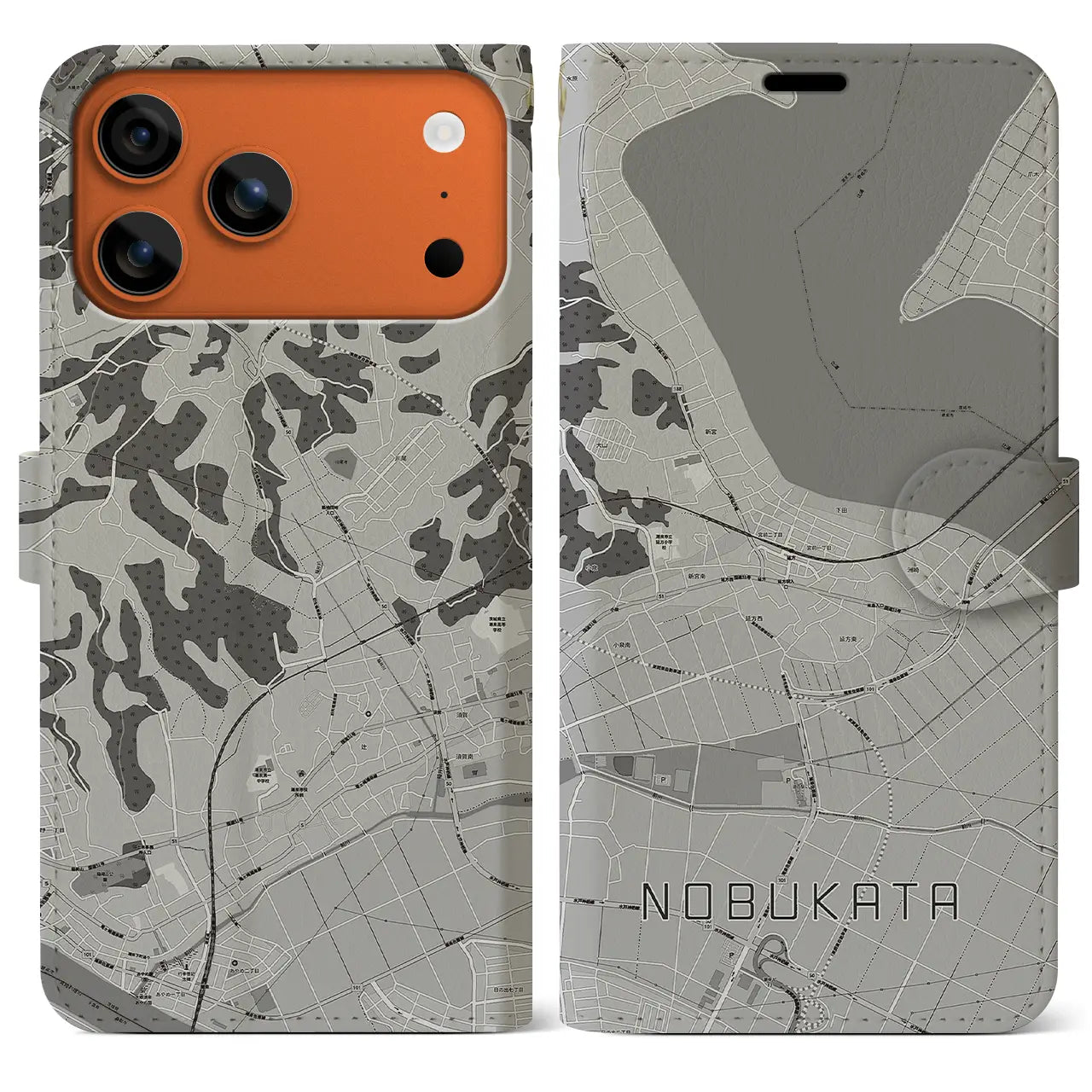 【延方(茨城県)】地図柄iPhoneケース(手帳タイプ)