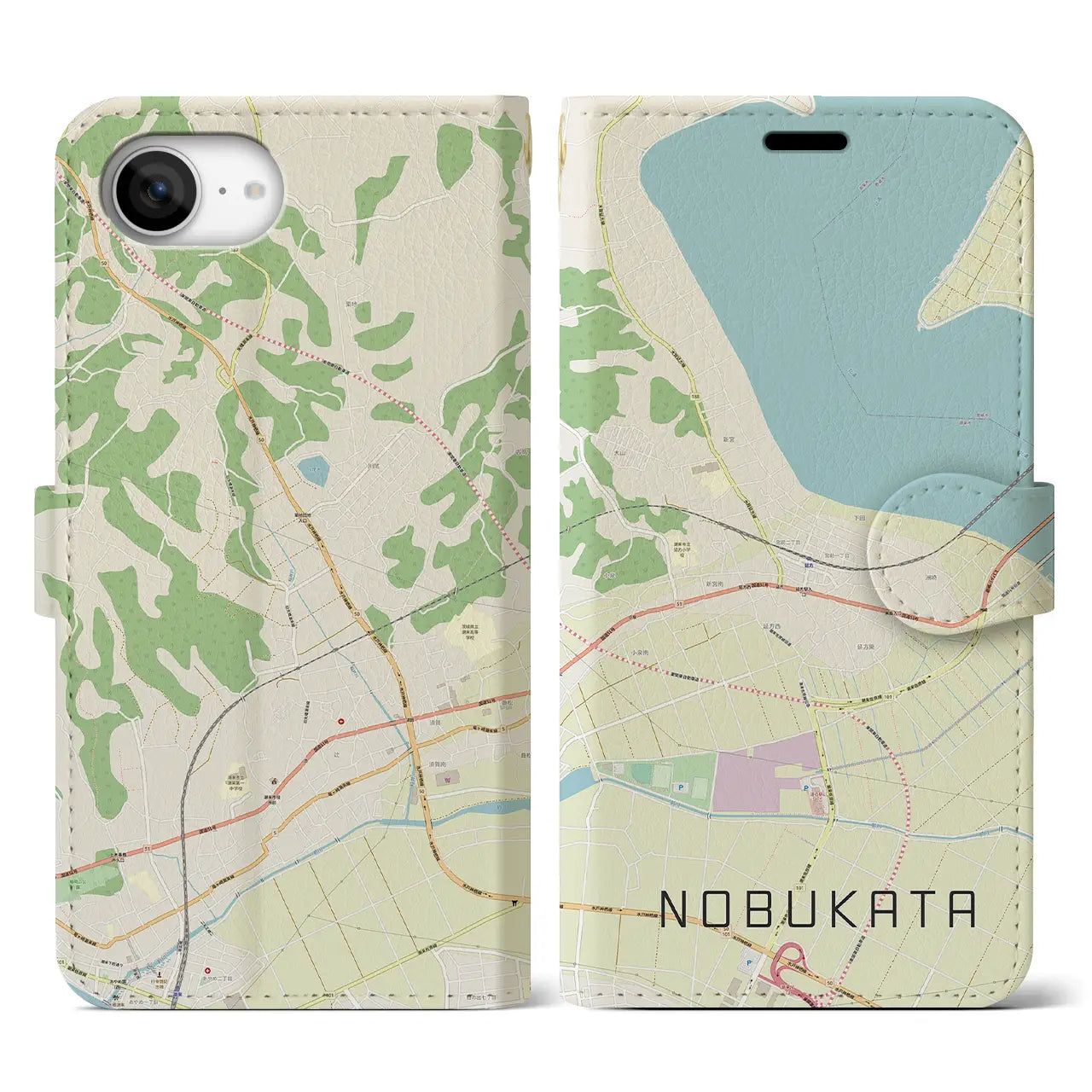 【延方(茨城県)】地図柄iPhoneケース(手帳タイプ)