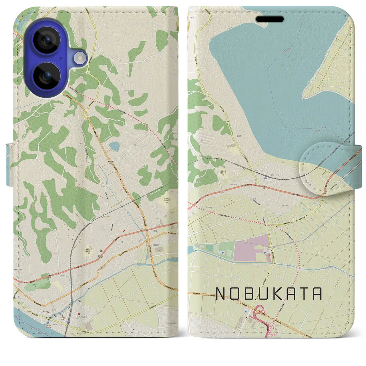 【延方(茨城県)】地図柄iPhoneケース(手帳タイプ)ナチュラル・iPhone 16 Pro Max 用