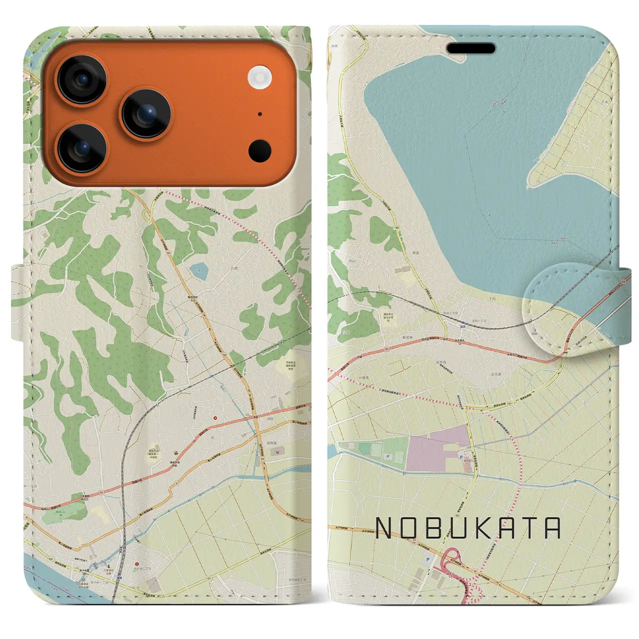【延方(茨城県)】地図柄iPhoneケース(手帳タイプ)