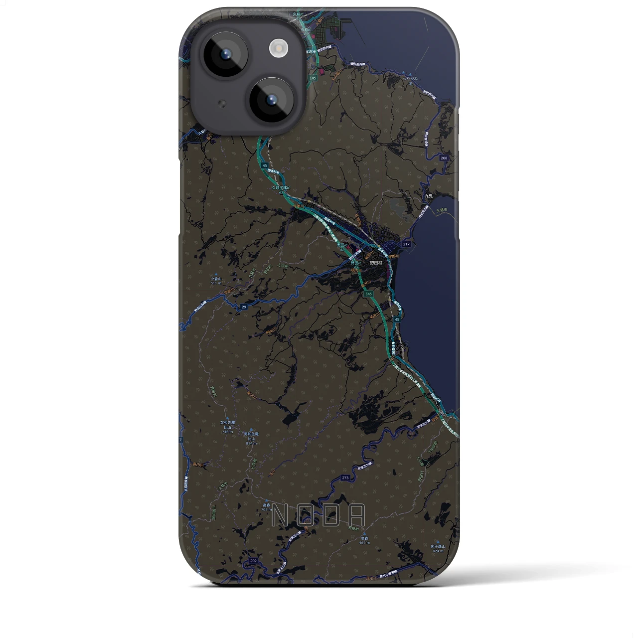 【野田(岩手県)】地図柄iPhoneケース(バックカバータイプ)