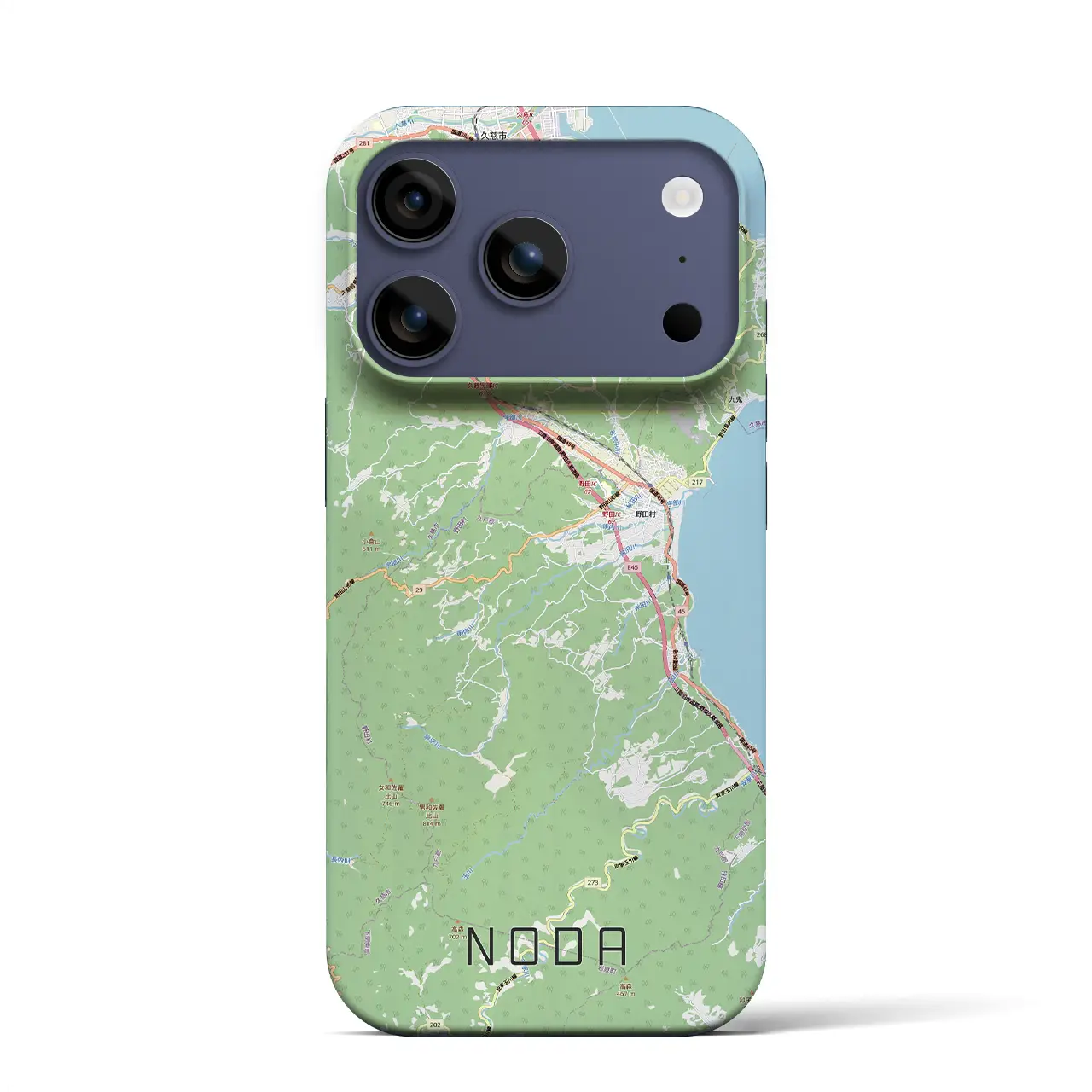 【野田(岩手県)】地図柄iPhoneケース(バックカバータイプ)ブラック・iPhone 17 Pro Max 用