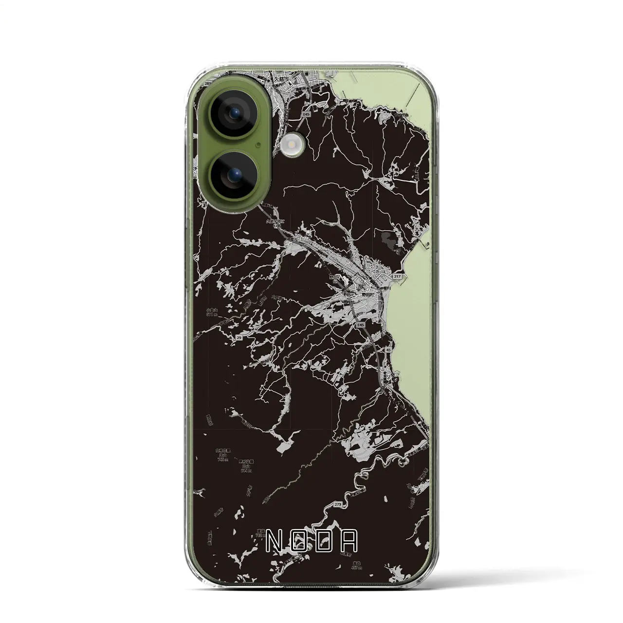 【野田(岩手県)】地図柄iPhoneケース(クリアタイプ)モノトーン・iPhone 17 Pro Max 用