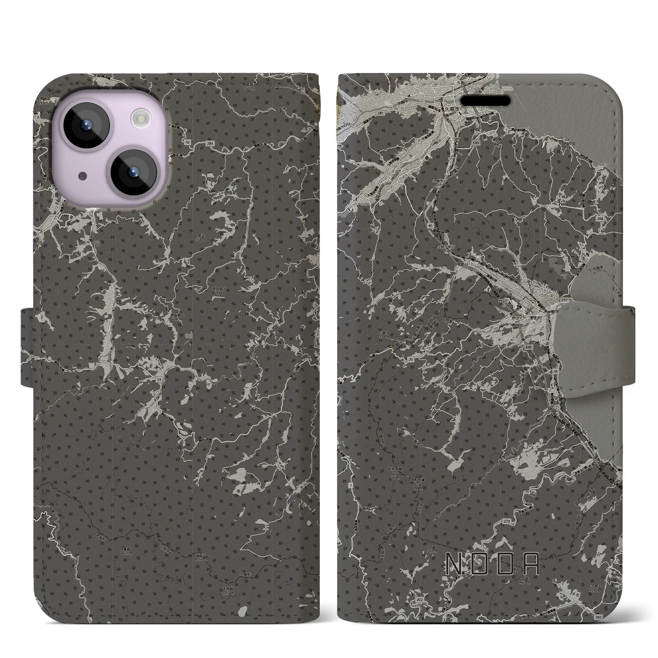 【野田(岩手県)】地図柄iPhoneケース(手帳タイプ)