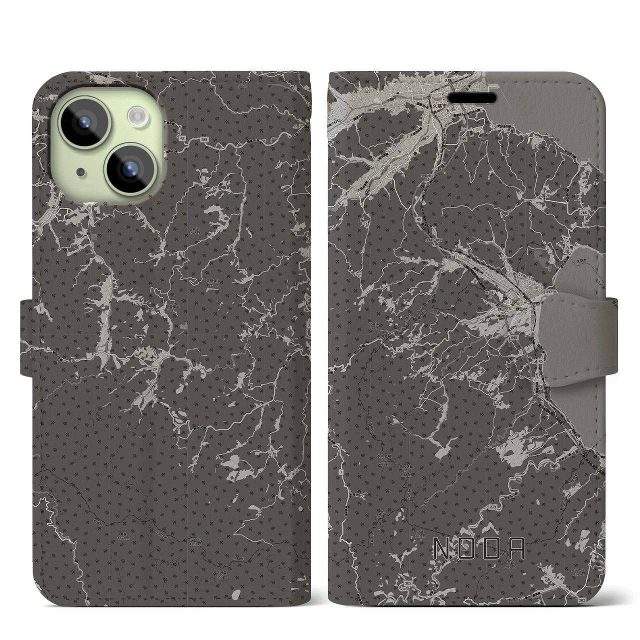 【野田(岩手県)】地図柄iPhoneケース(手帳タイプ)