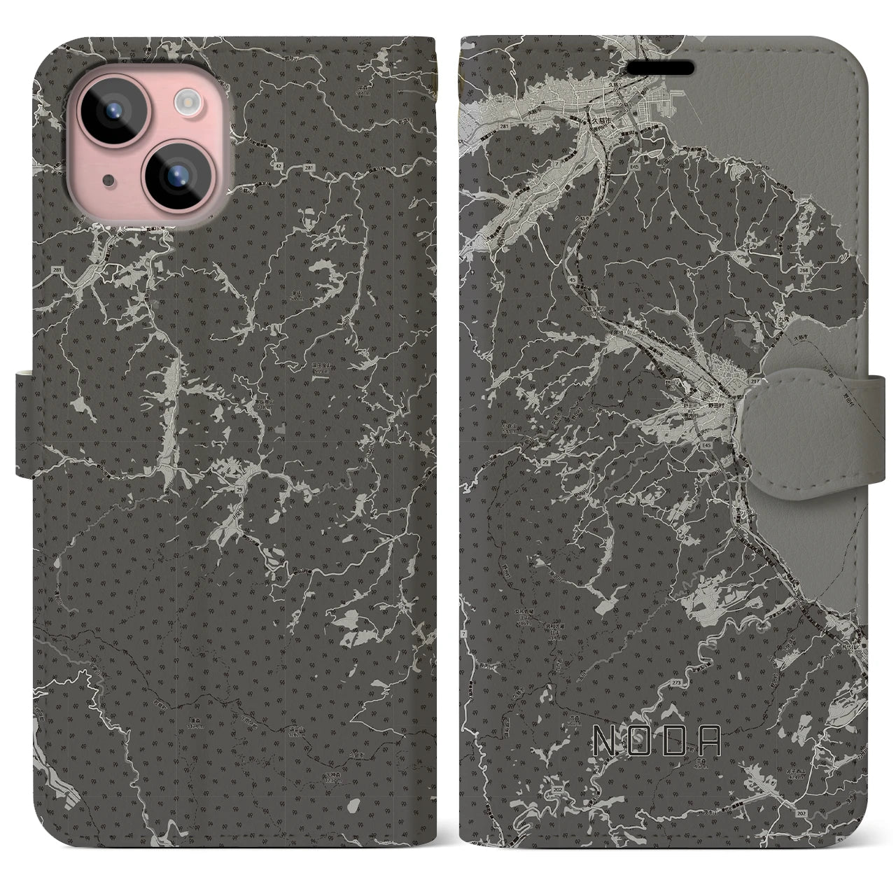 【野田(岩手県)】地図柄iPhoneケース(手帳タイプ)