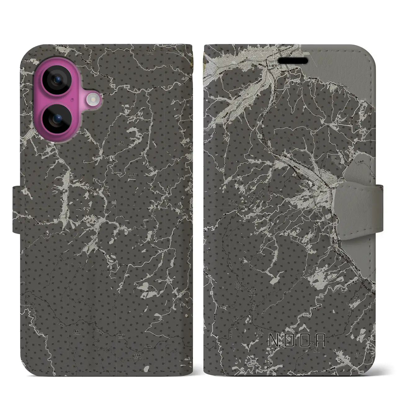 【野田(岩手県)】地図柄iPhoneケース(手帳タイプ)