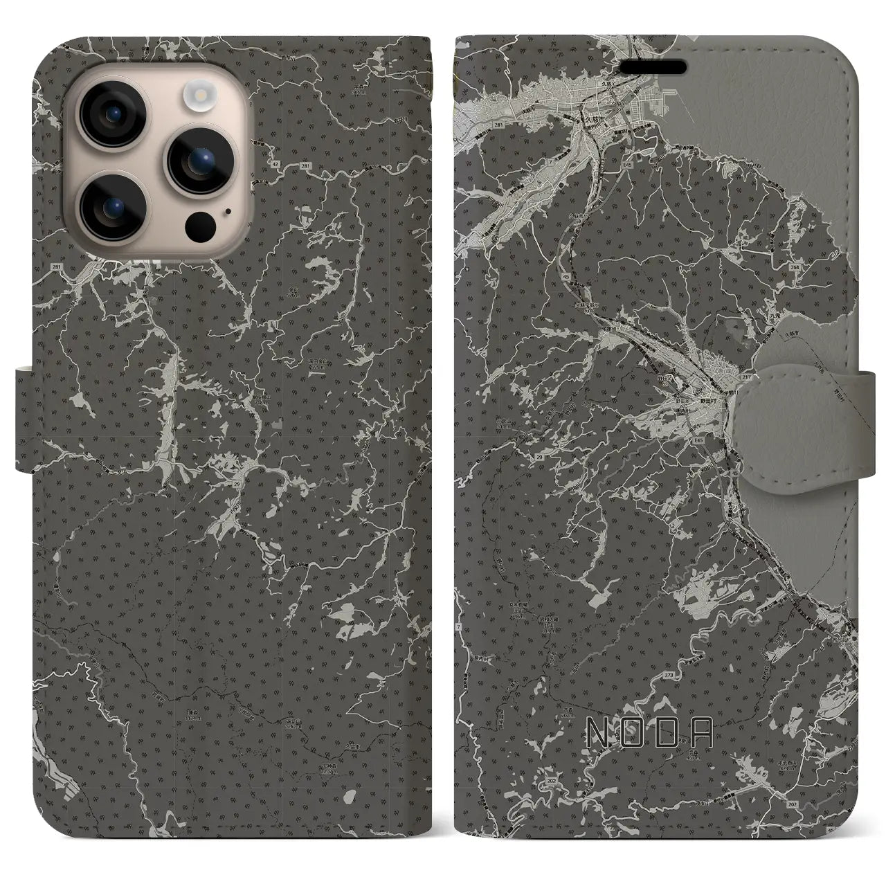 【野田(岩手県)】地図柄iPhoneケース(手帳タイプ)