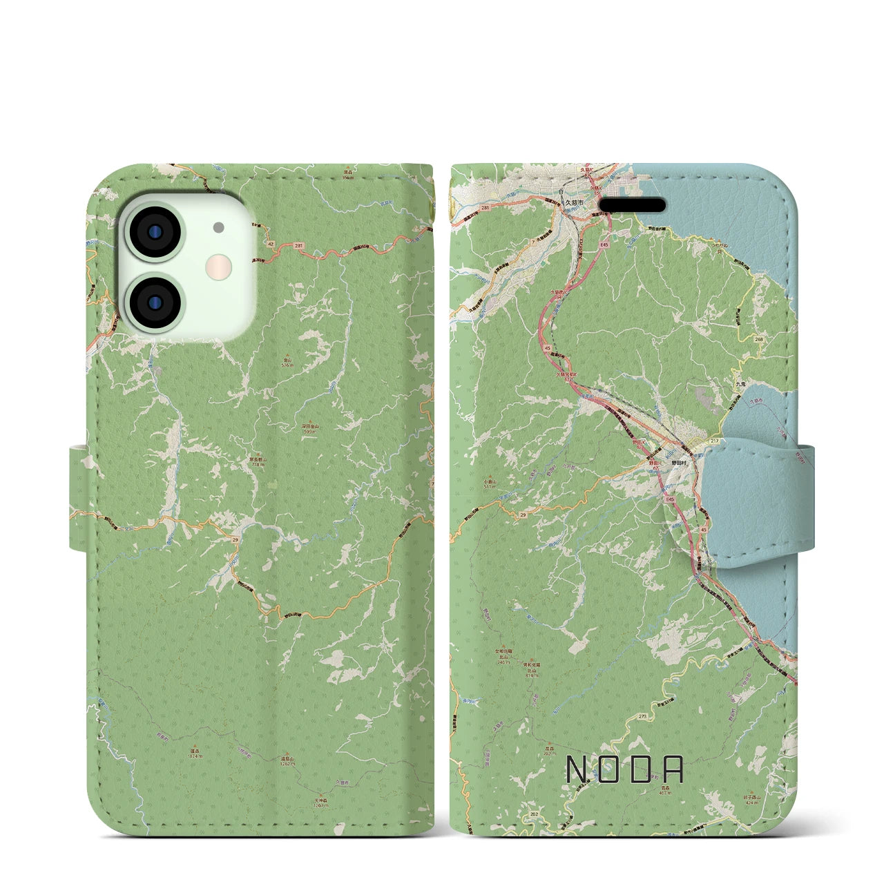 【野田(岩手県)】地図柄iPhoneケース(手帳タイプ)