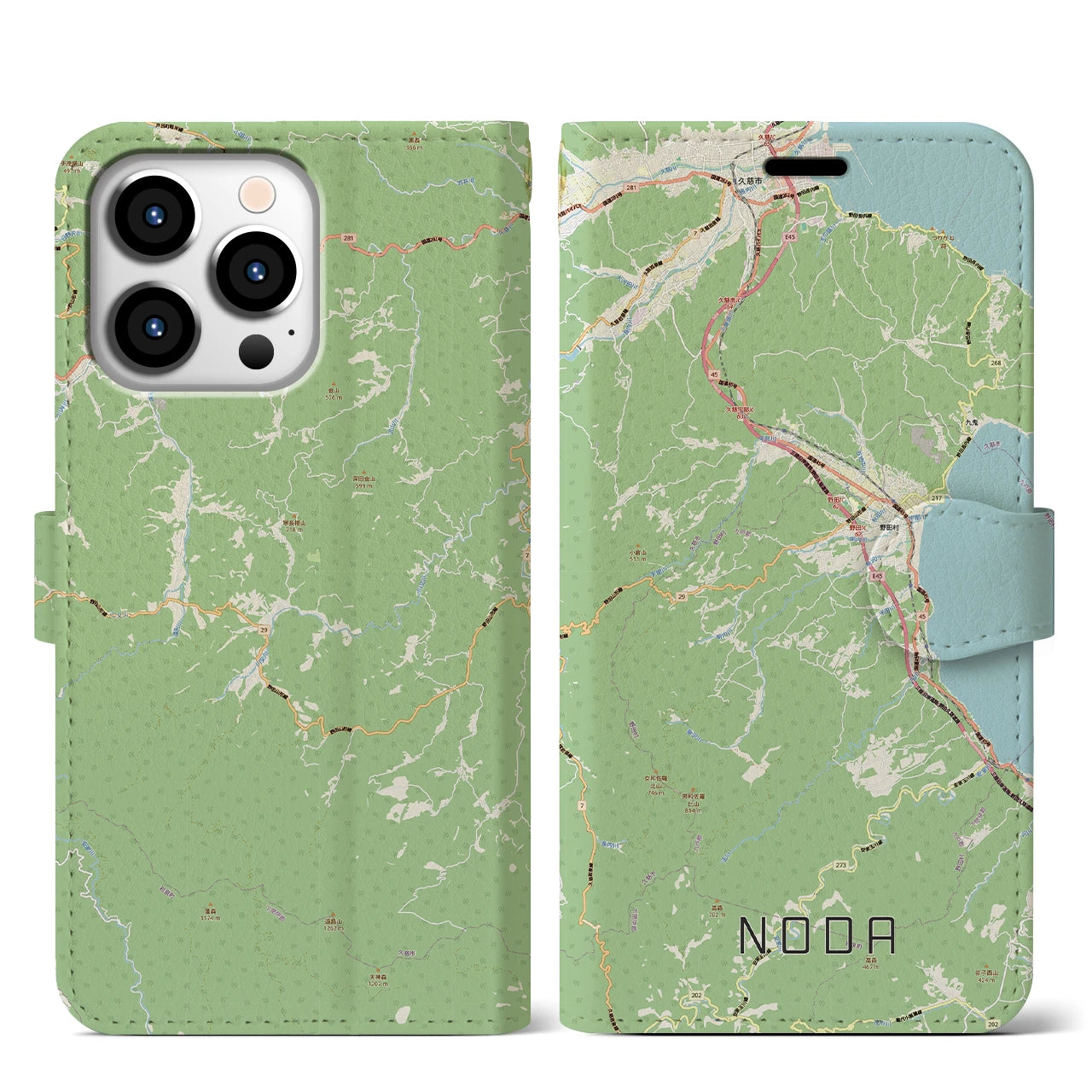 【野田(岩手県)】地図柄iPhoneケース(手帳タイプ)