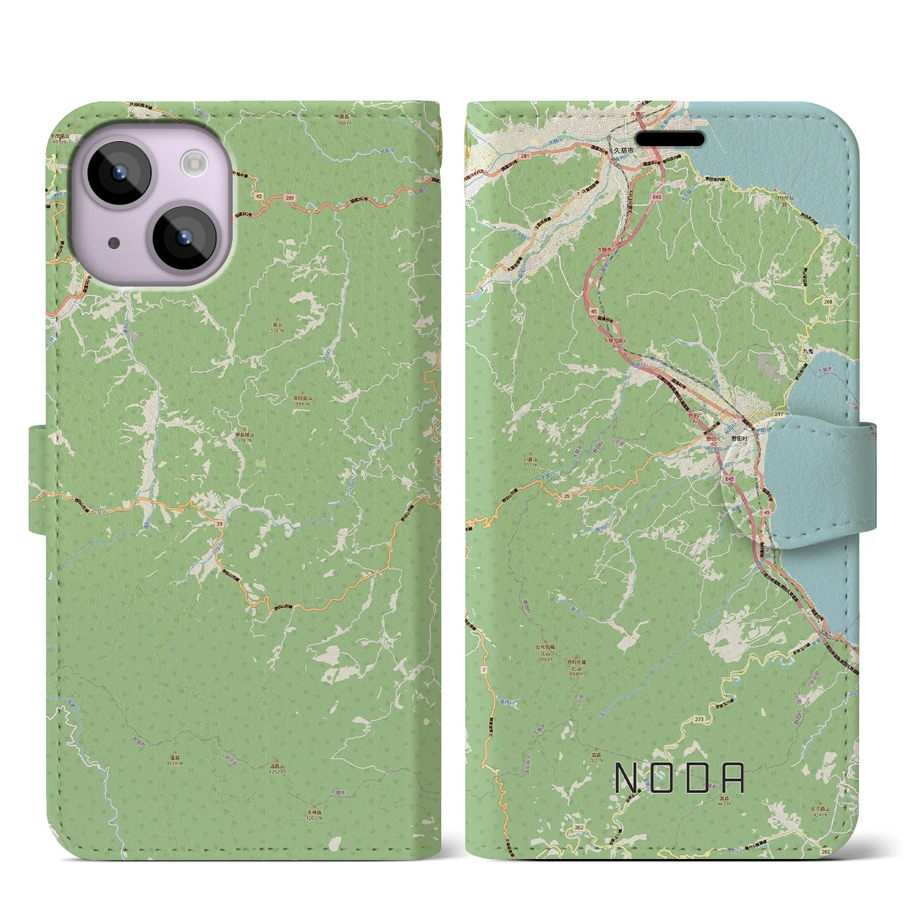 【野田(岩手県)】地図柄iPhoneケース(手帳タイプ)