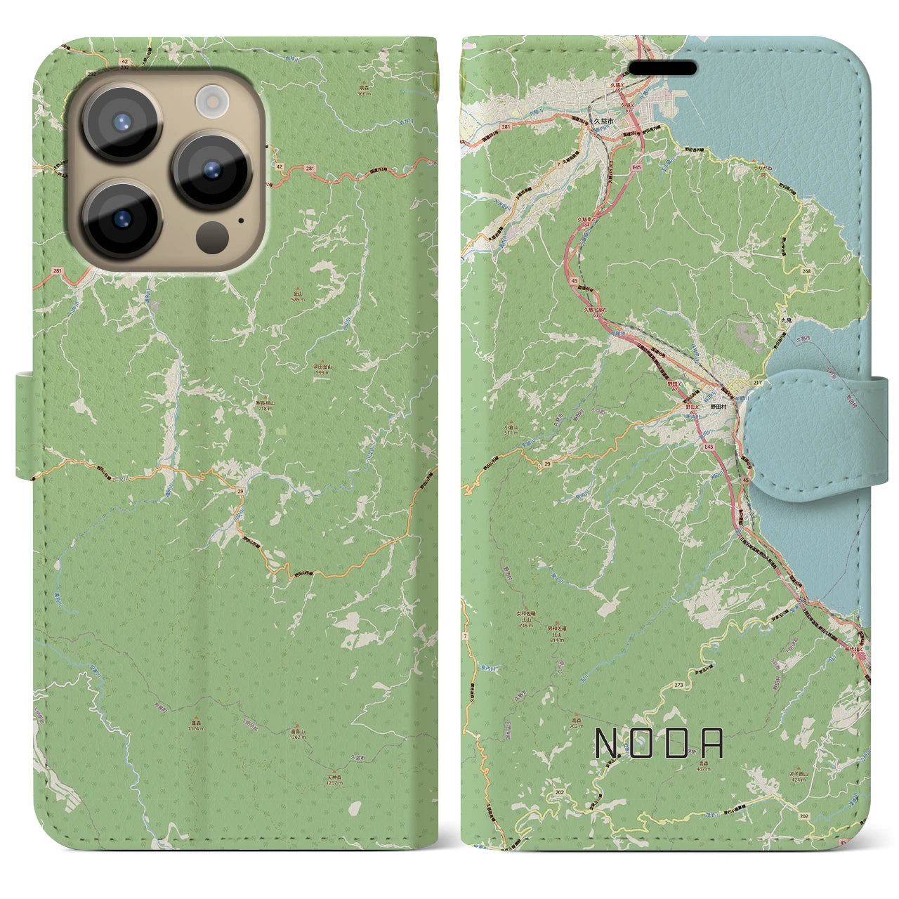 【野田(岩手県)】地図柄iPhoneケース(手帳タイプ)