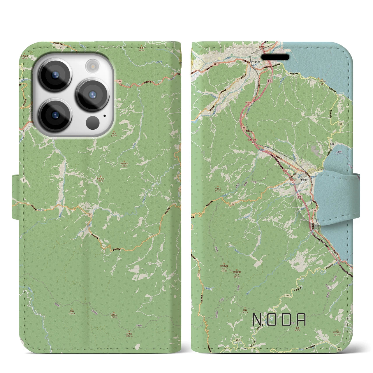 【野田(岩手県)】地図柄iPhoneケース(手帳タイプ)