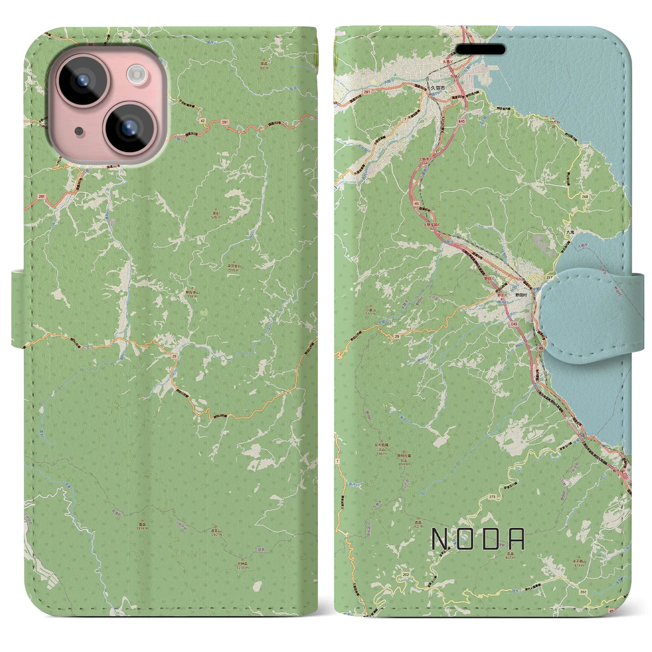 【野田(岩手県)】地図柄iPhoneケース(手帳タイプ)