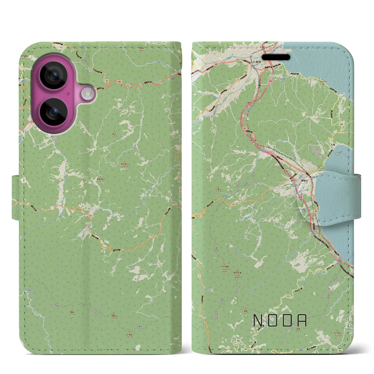 【野田(岩手県)】地図柄iPhoneケース(手帳タイプ)