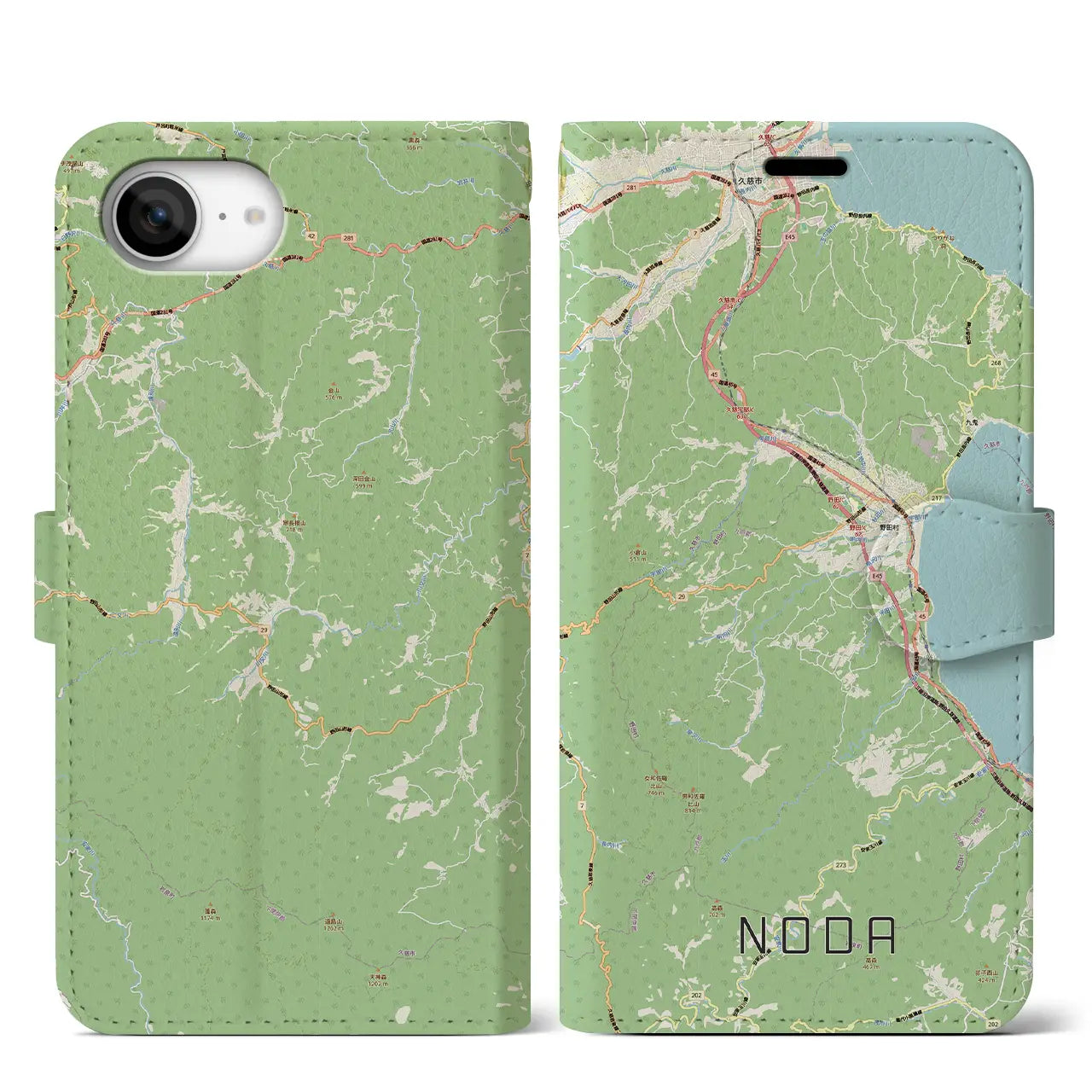 【野田(岩手県)】地図柄iPhoneケース(手帳タイプ)