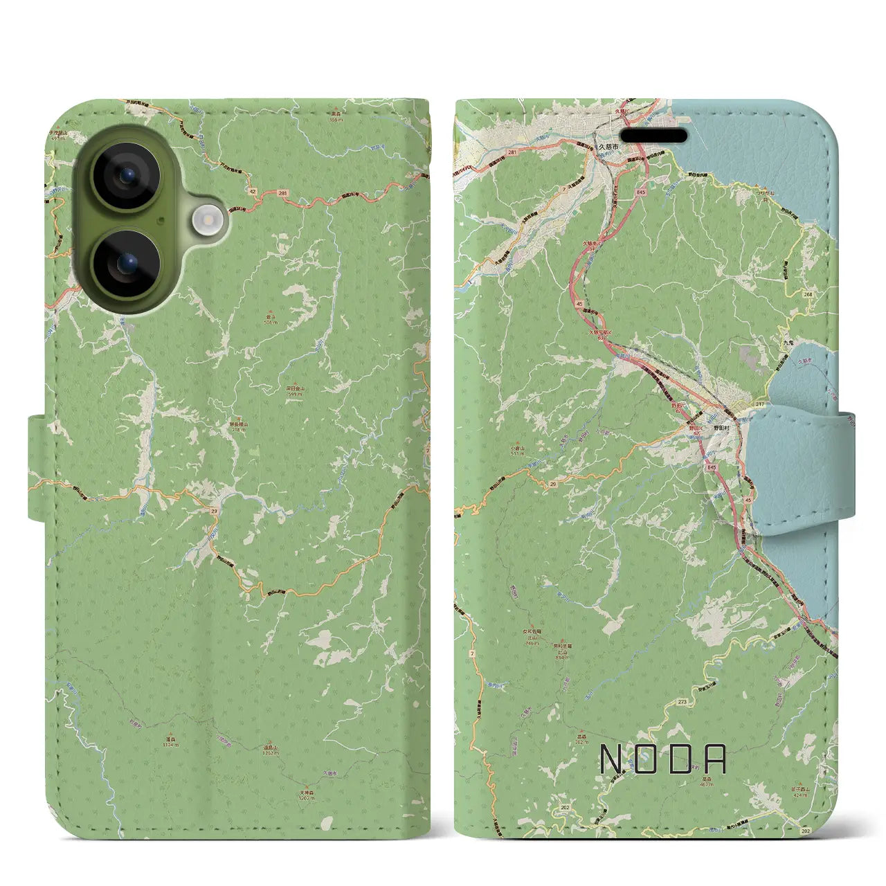 【野田(岩手県)】地図柄iPhoneケース(手帳タイプ)