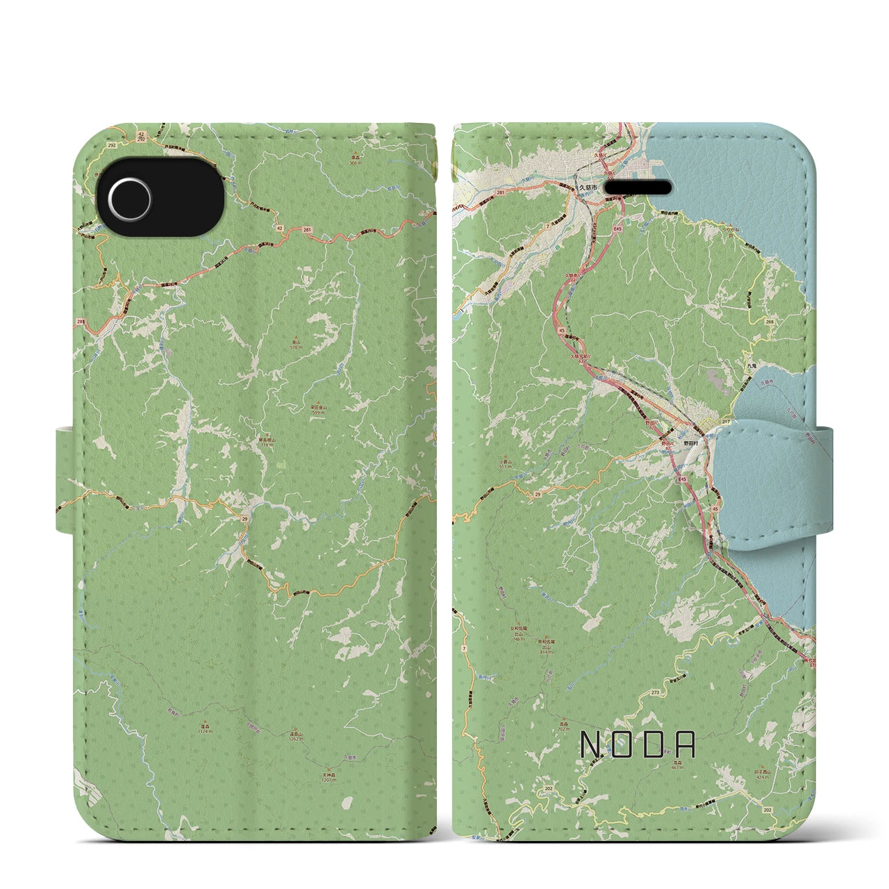 【野田(岩手県)】地図柄iPhoneケース(手帳タイプ)