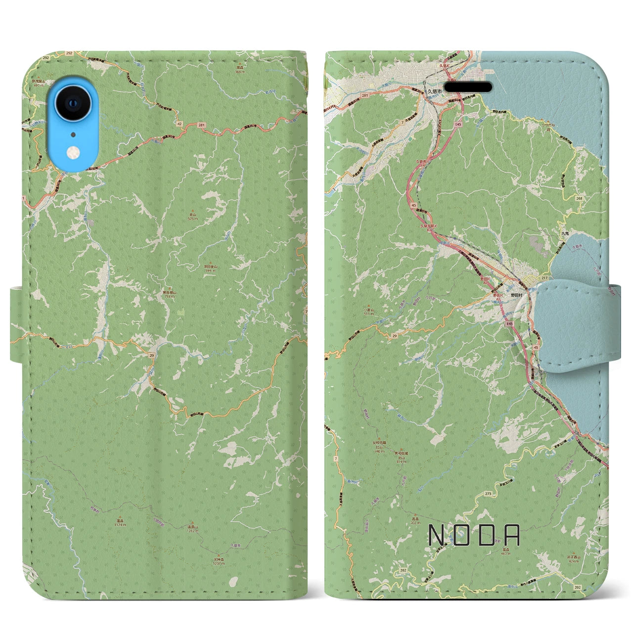 【野田(岩手県)】地図柄iPhoneケース(手帳タイプ)