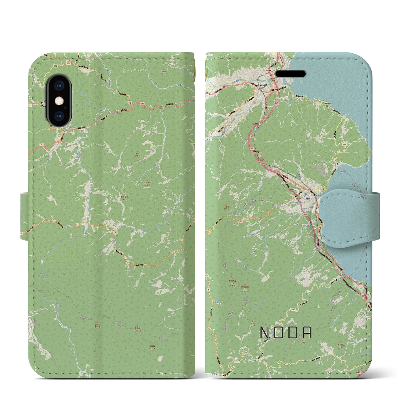 【野田(岩手県)】地図柄iPhoneケース(手帳タイプ)