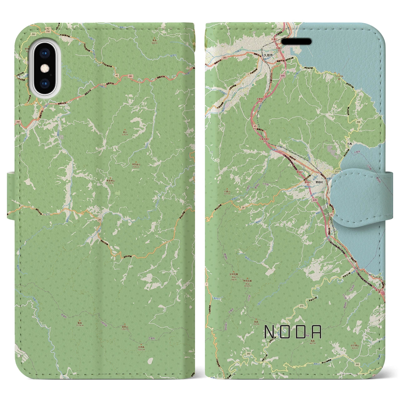 【野田(岩手県)】地図柄iPhoneケース(手帳タイプ)