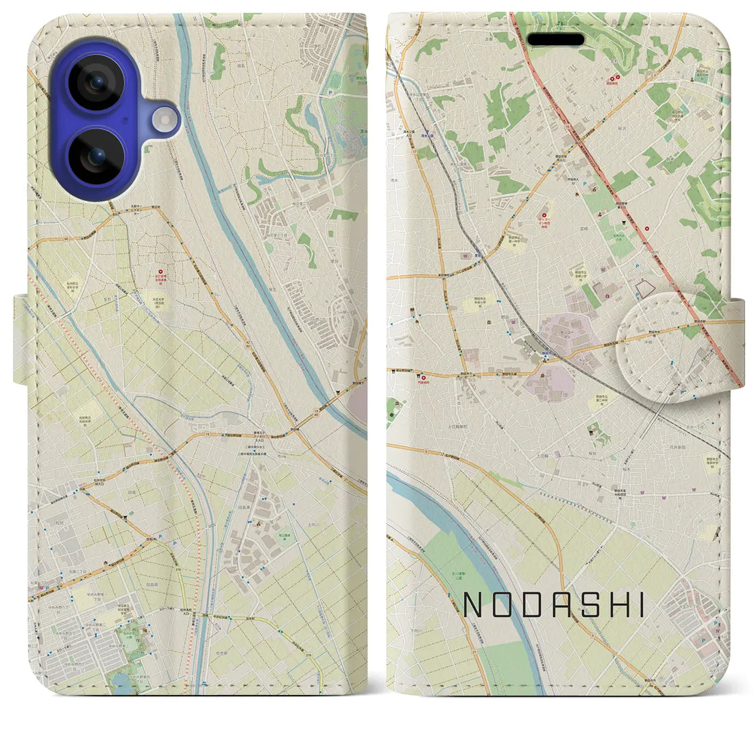 【野田市(千葉県)】地図柄iPhoneケース(手帳タイプ)ナチュラル・iPhone 16 Pro Max 用