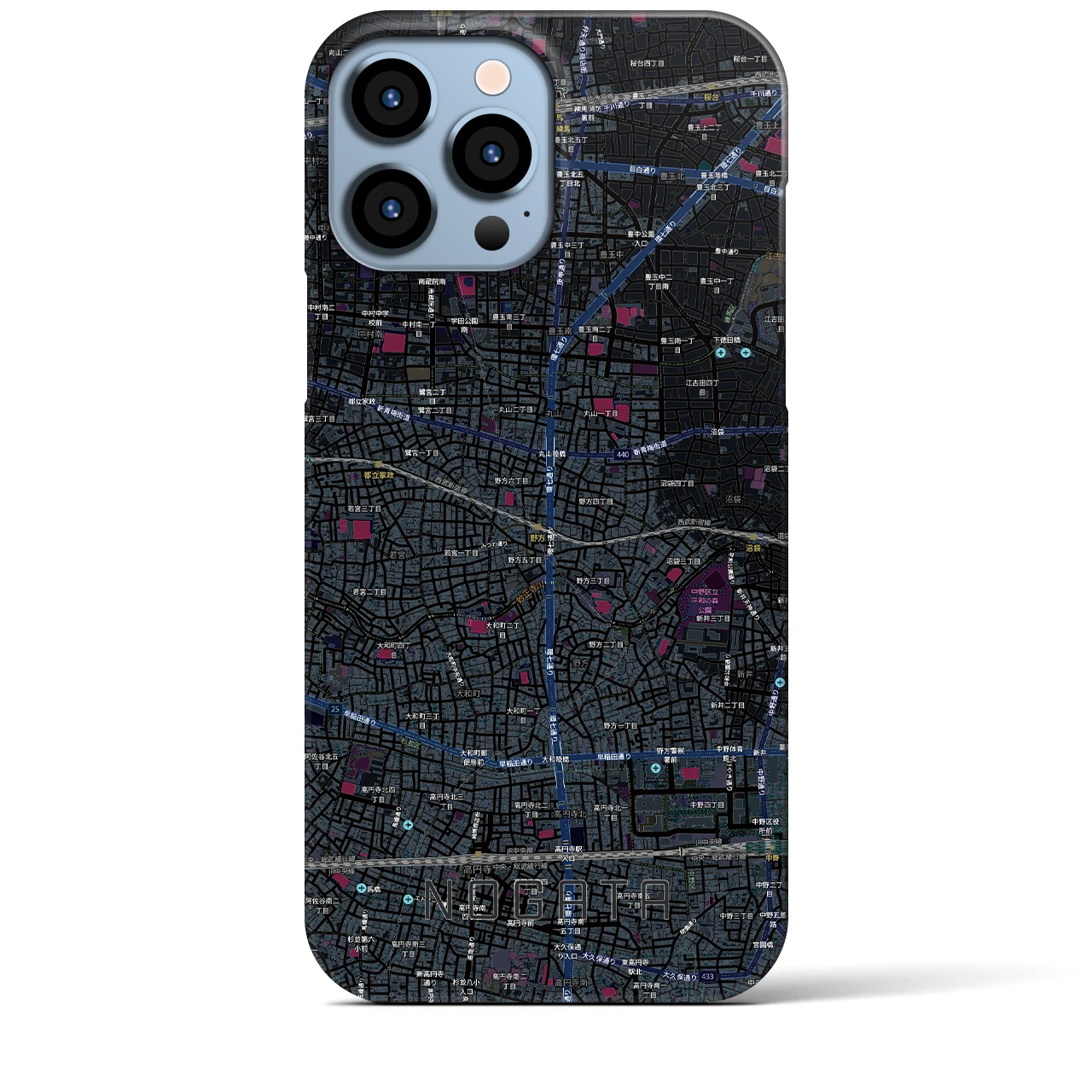 【野方(東京都)】地図柄iPhoneケース(バックカバータイプ)