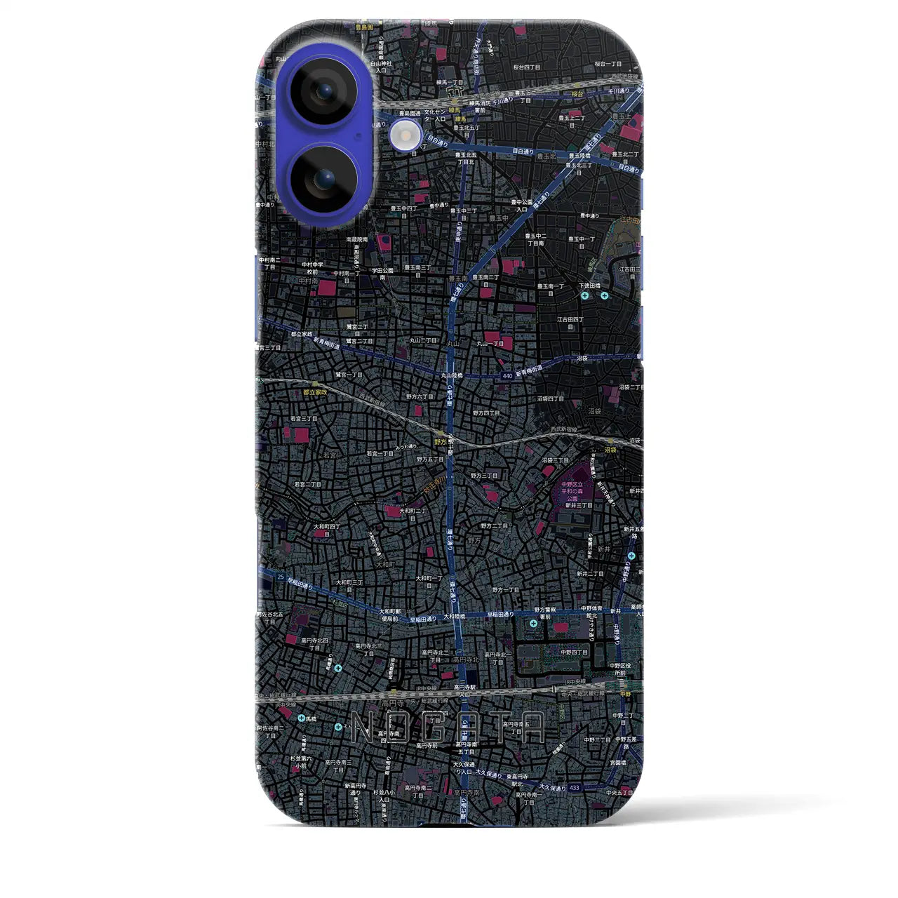 【野方(東京都)】地図柄iPhoneケース(バックカバータイプ)