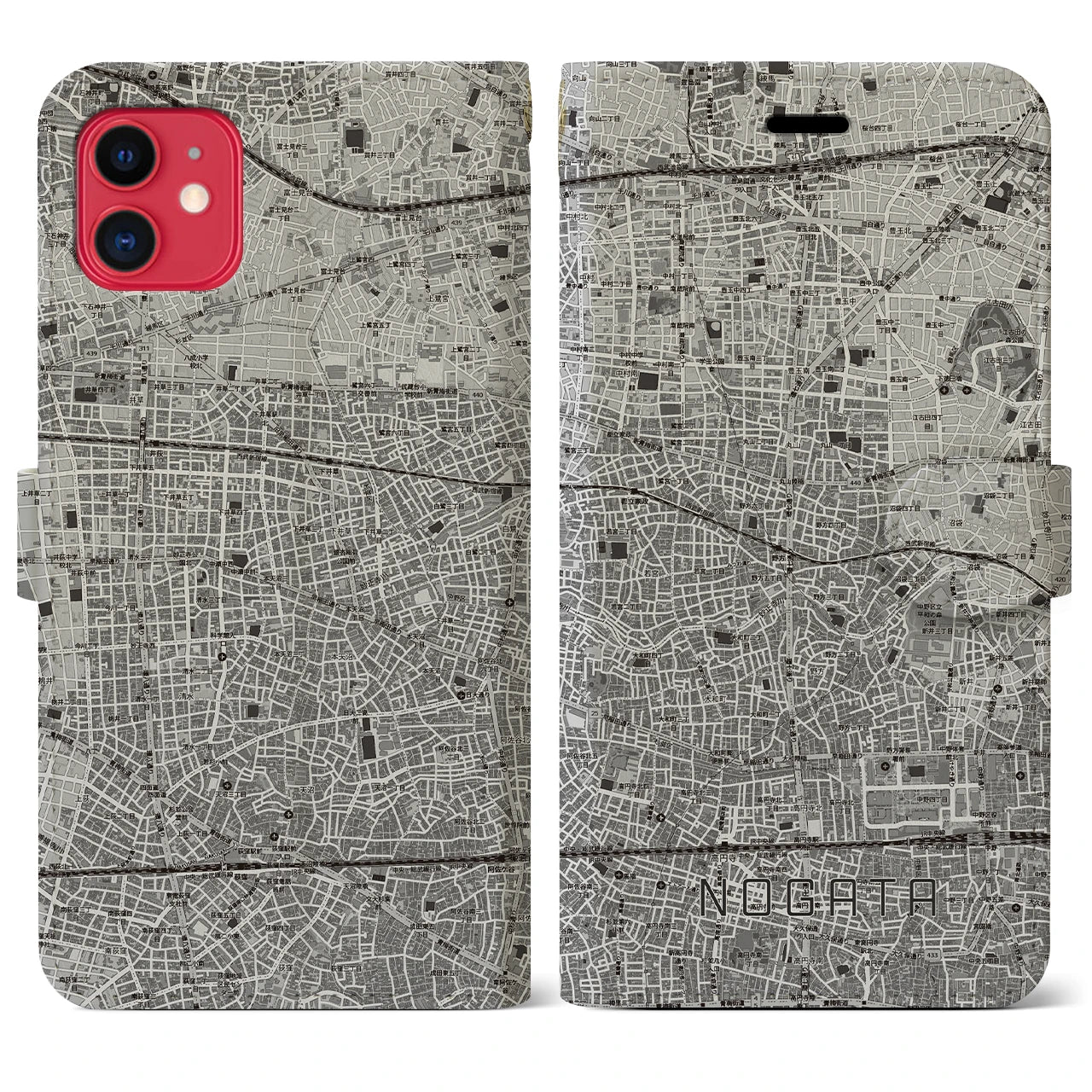 【野方(東京都)】地図柄iPhoneケース(手帳タイプ)