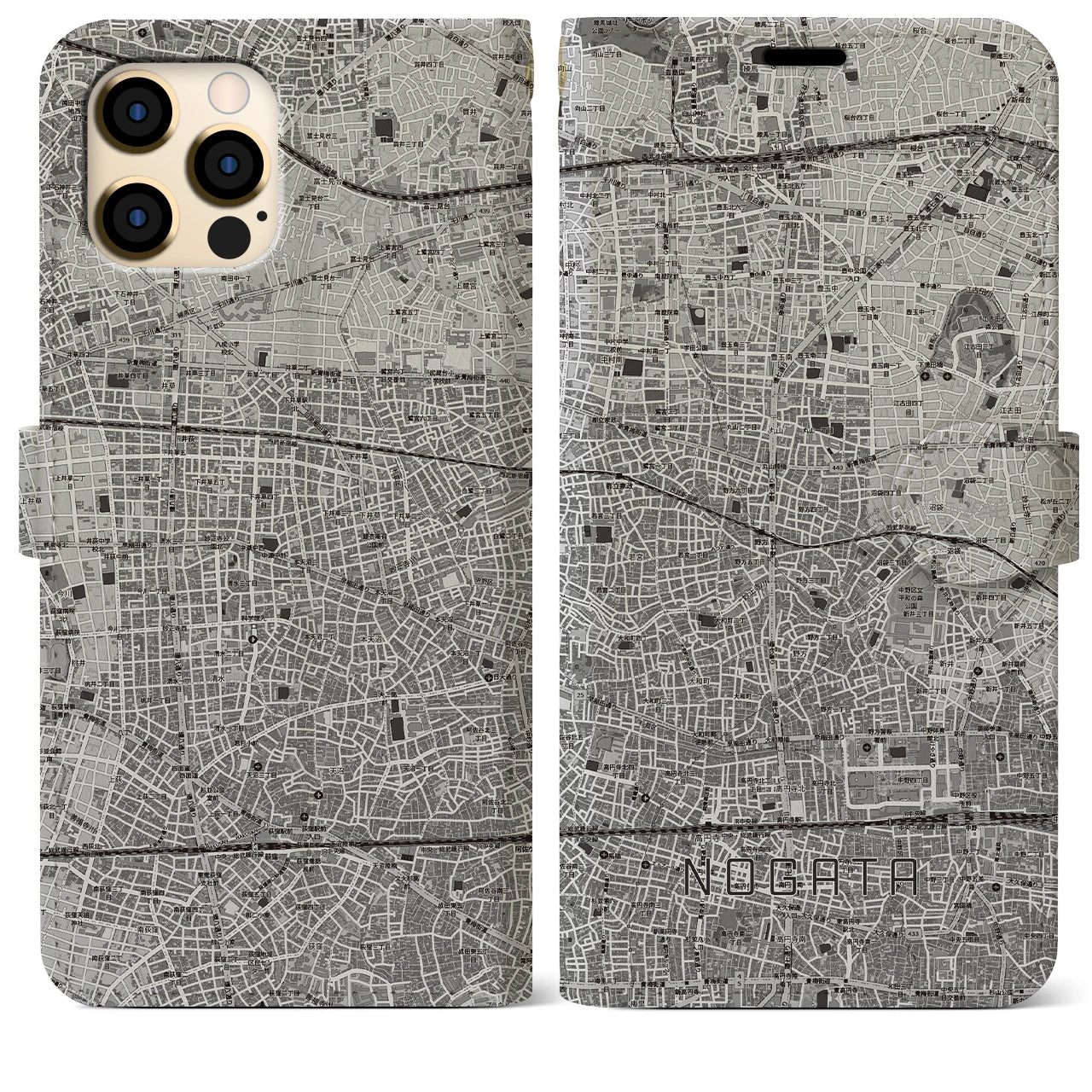 【野方(東京都)】地図柄iPhoneケース(手帳タイプ)