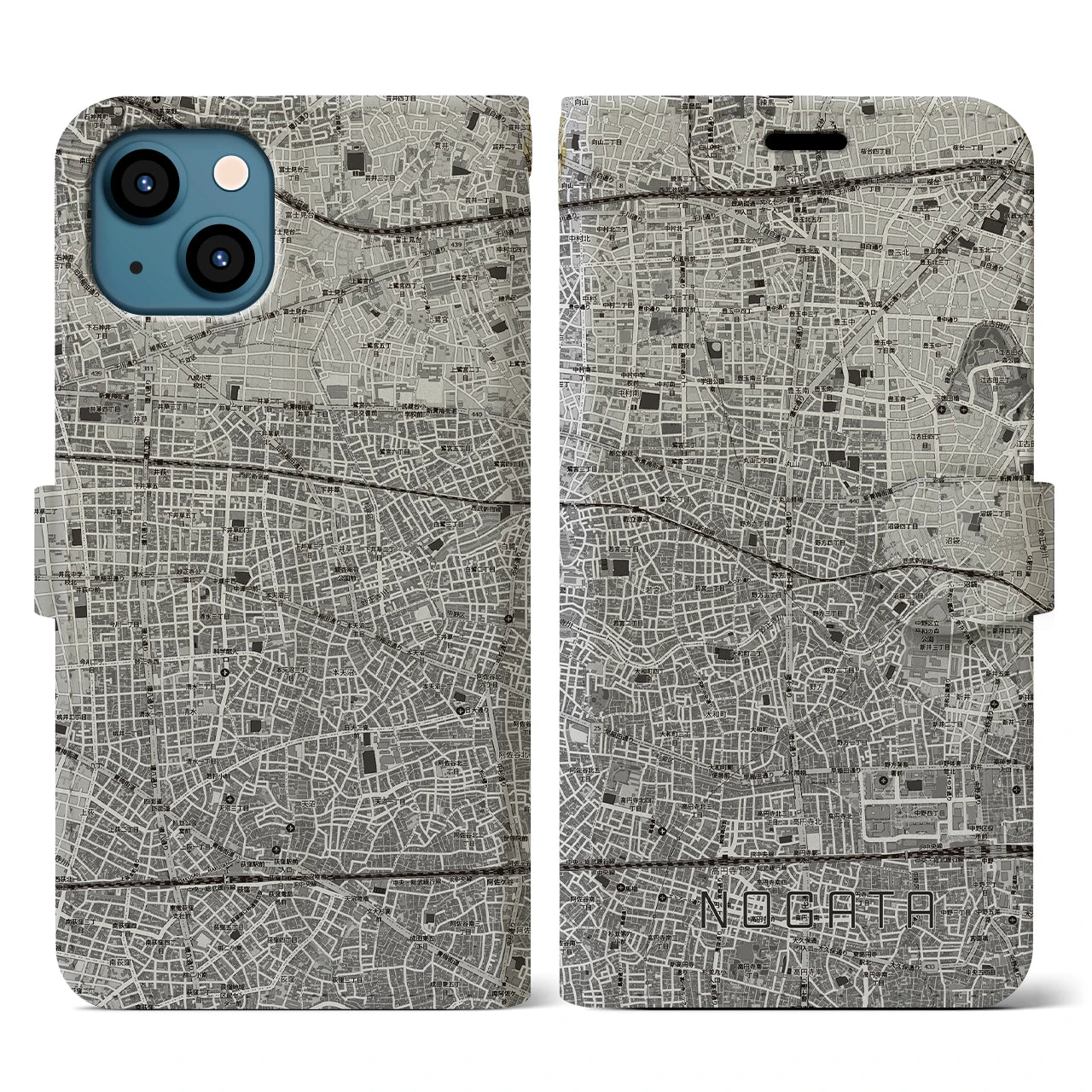 【野方(東京都)】地図柄iPhoneケース(手帳タイプ)