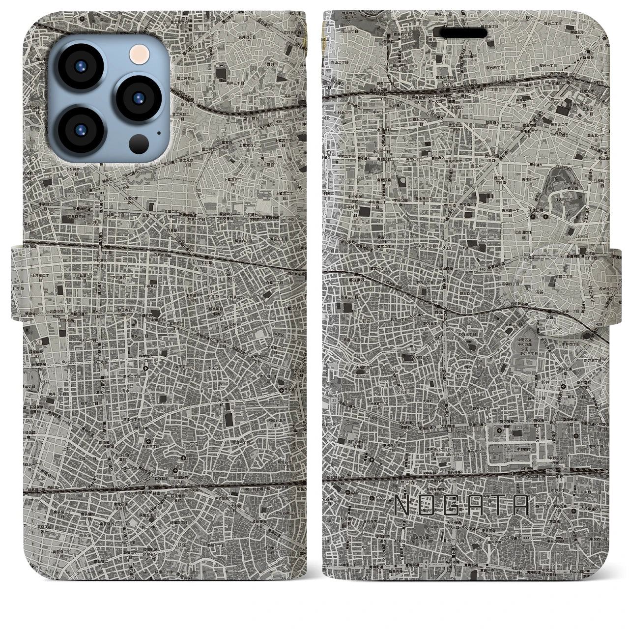 【野方(東京都)】地図柄iPhoneケース(手帳タイプ)