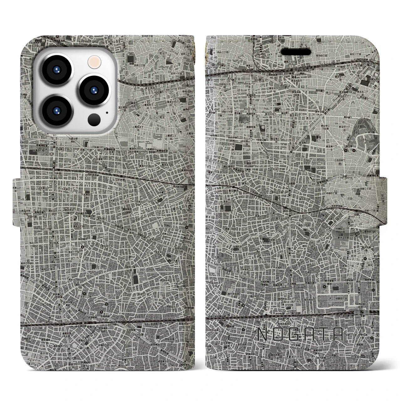 【野方(東京都)】地図柄iPhoneケース(手帳タイプ)