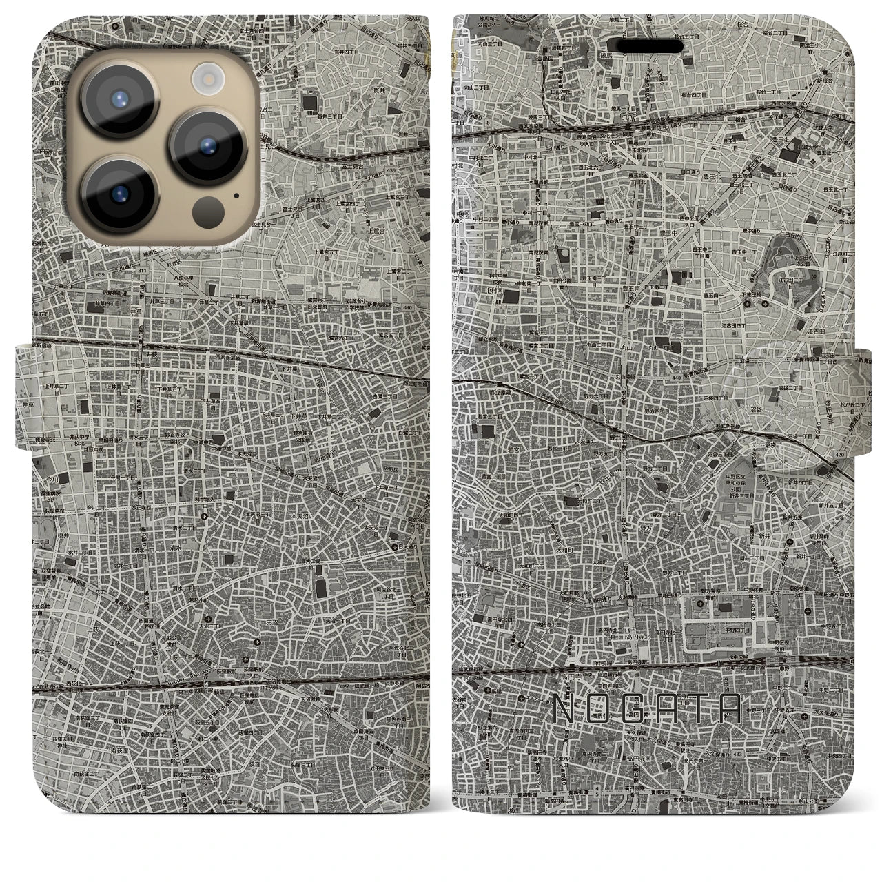 【野方(東京都)】地図柄iPhoneケース(手帳タイプ)