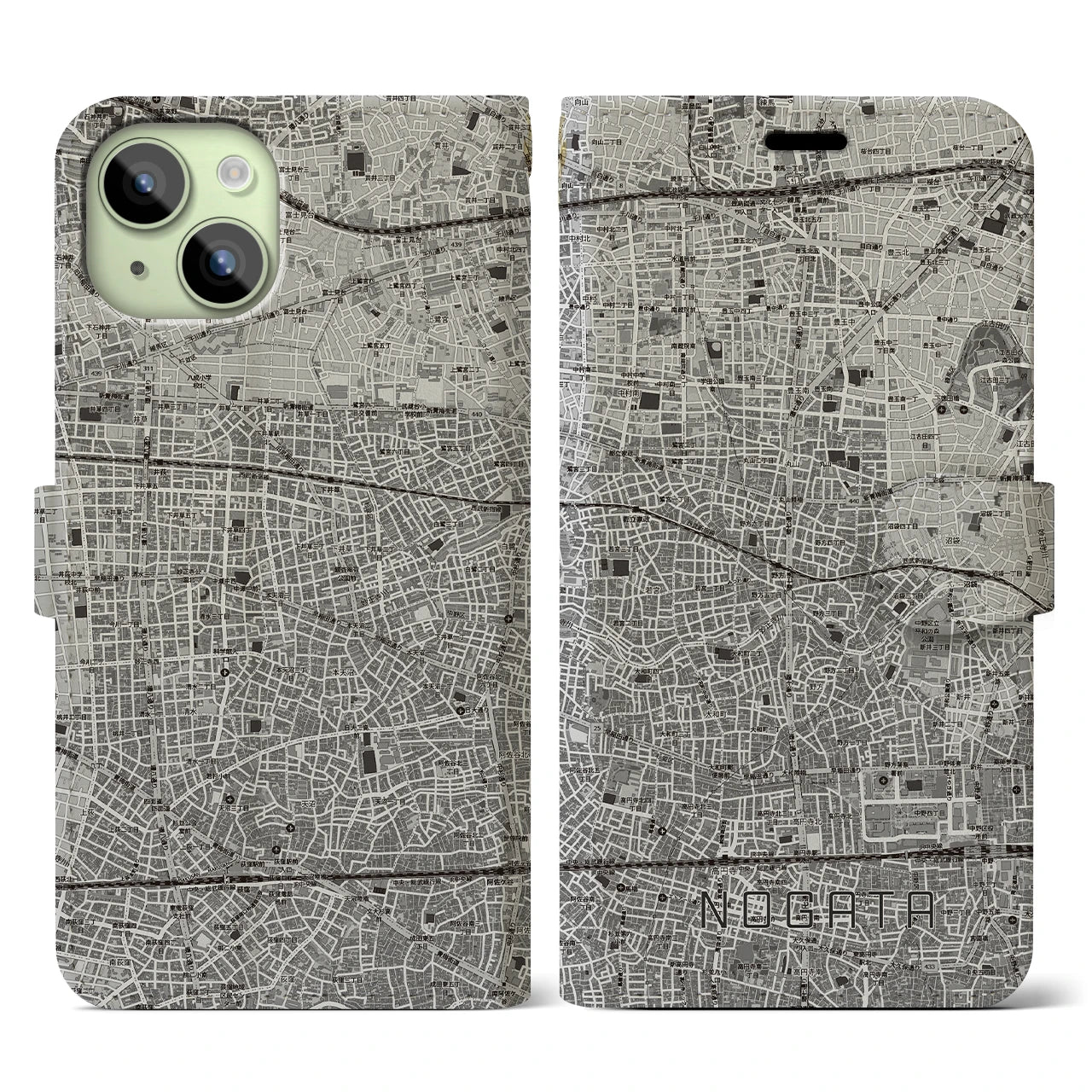 【野方(東京都)】地図柄iPhoneケース(手帳タイプ)