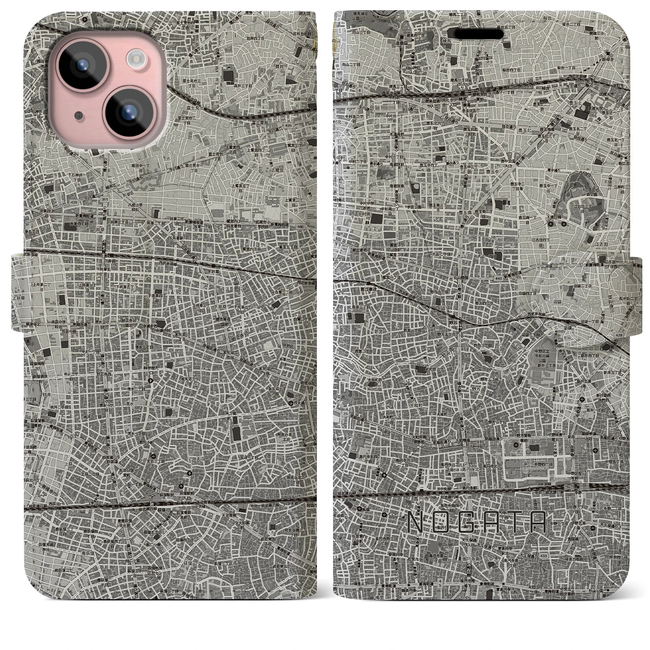 【野方(東京都)】地図柄iPhoneケース(手帳タイプ)