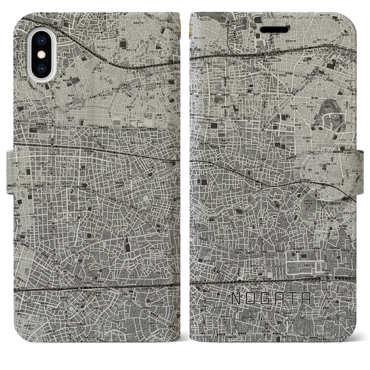 【野方(東京都)】地図柄iPhoneケース(手帳タイプ)