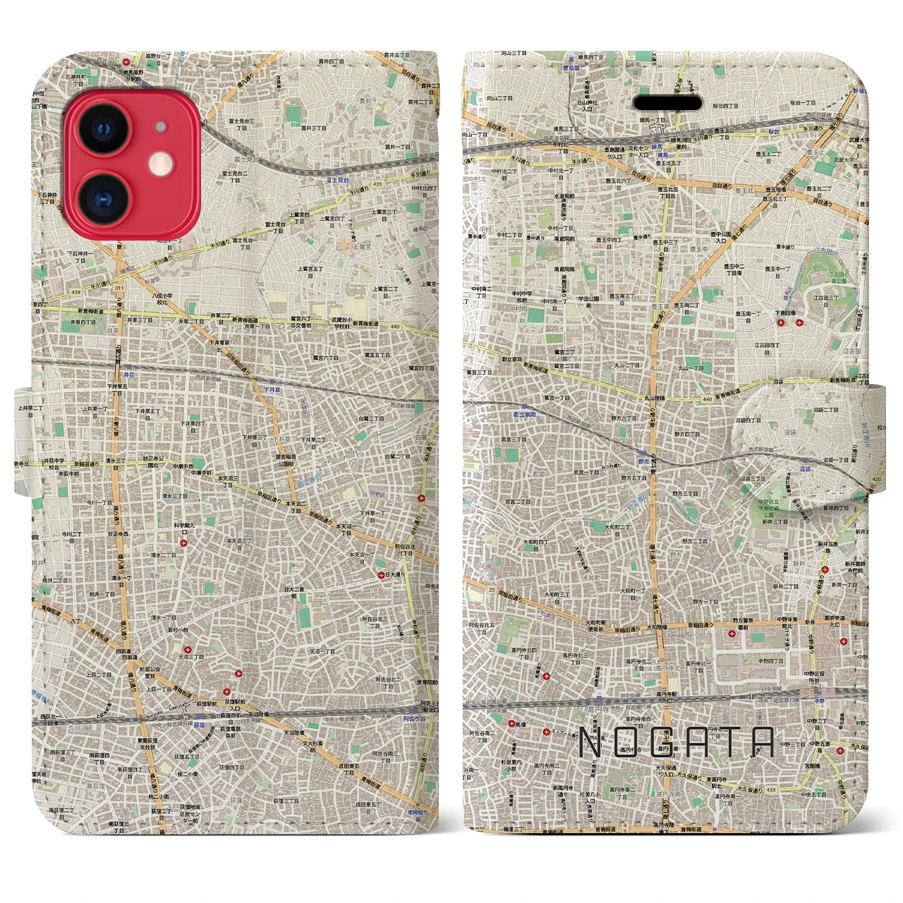 【野方(東京都)】地図柄iPhoneケース(手帳タイプ)