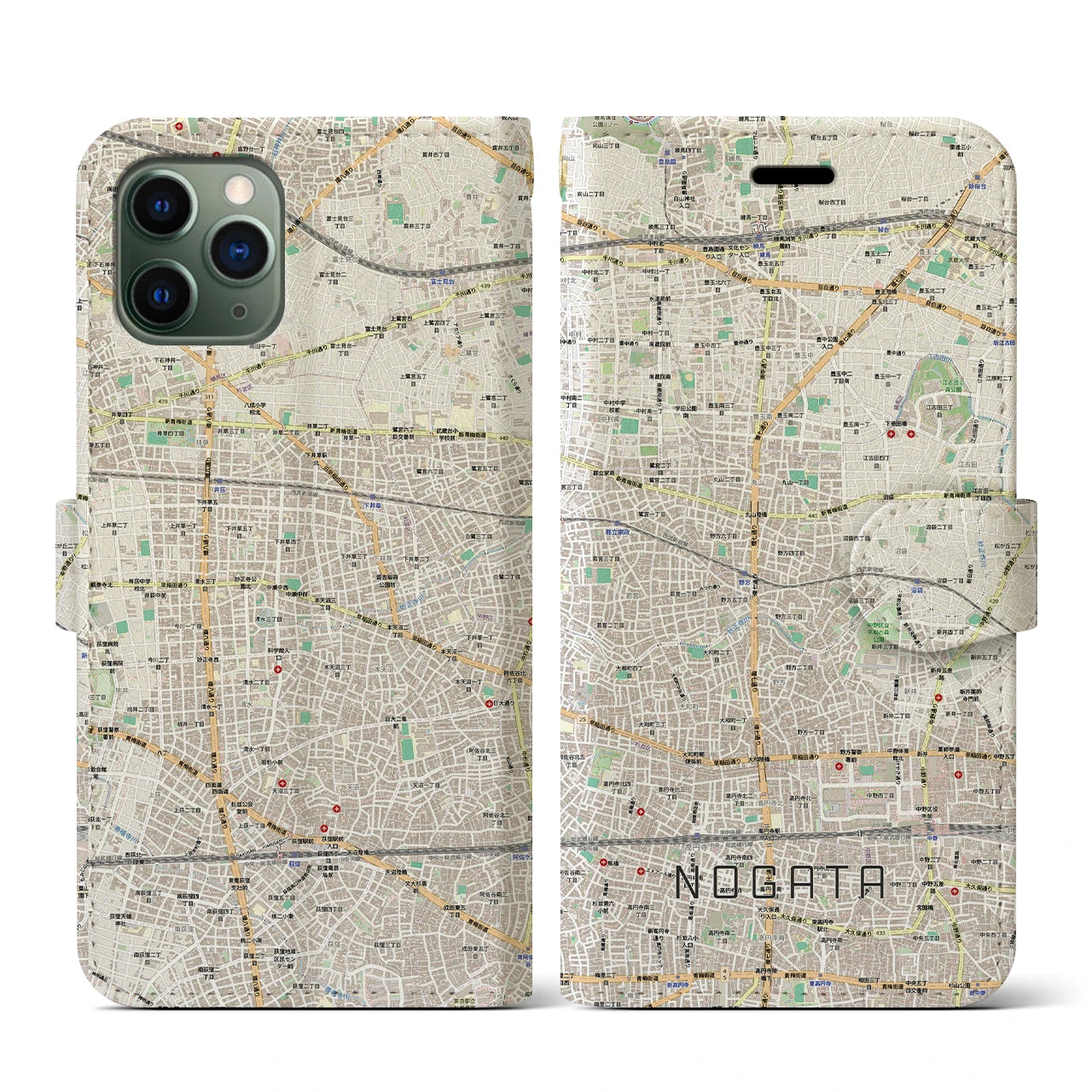 【野方(東京都)】地図柄iPhoneケース(手帳タイプ)