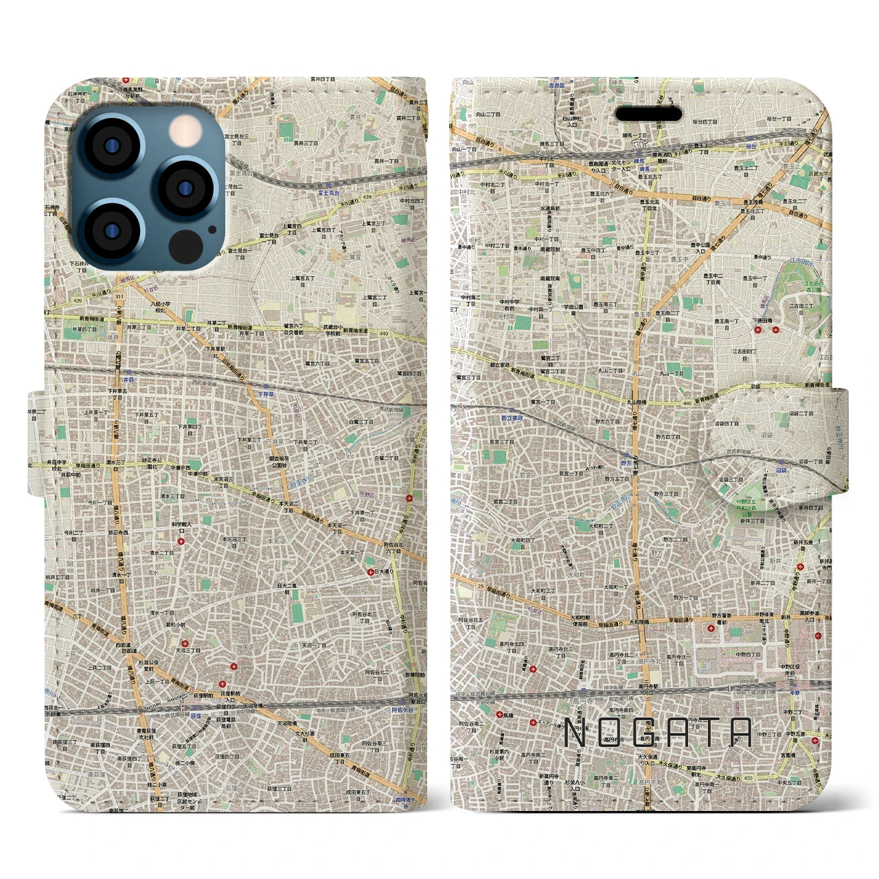 【野方(東京都)】地図柄iPhoneケース(手帳タイプ)