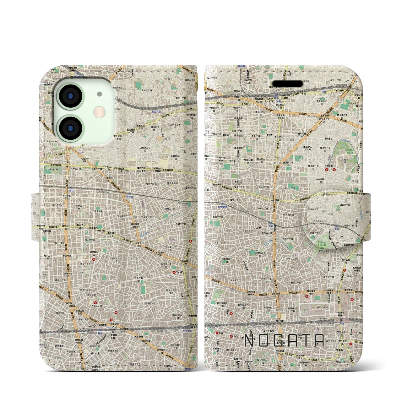 【野方(東京都)】地図柄iPhoneケース(手帳タイプ)