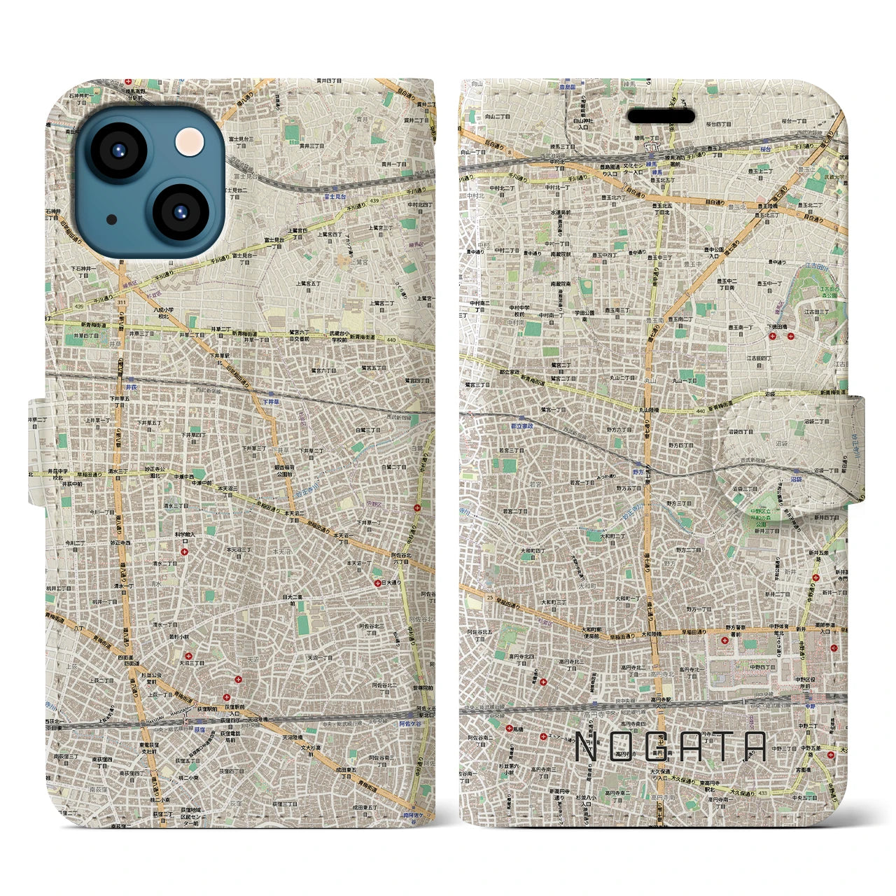 【野方(東京都)】地図柄iPhoneケース(手帳タイプ)