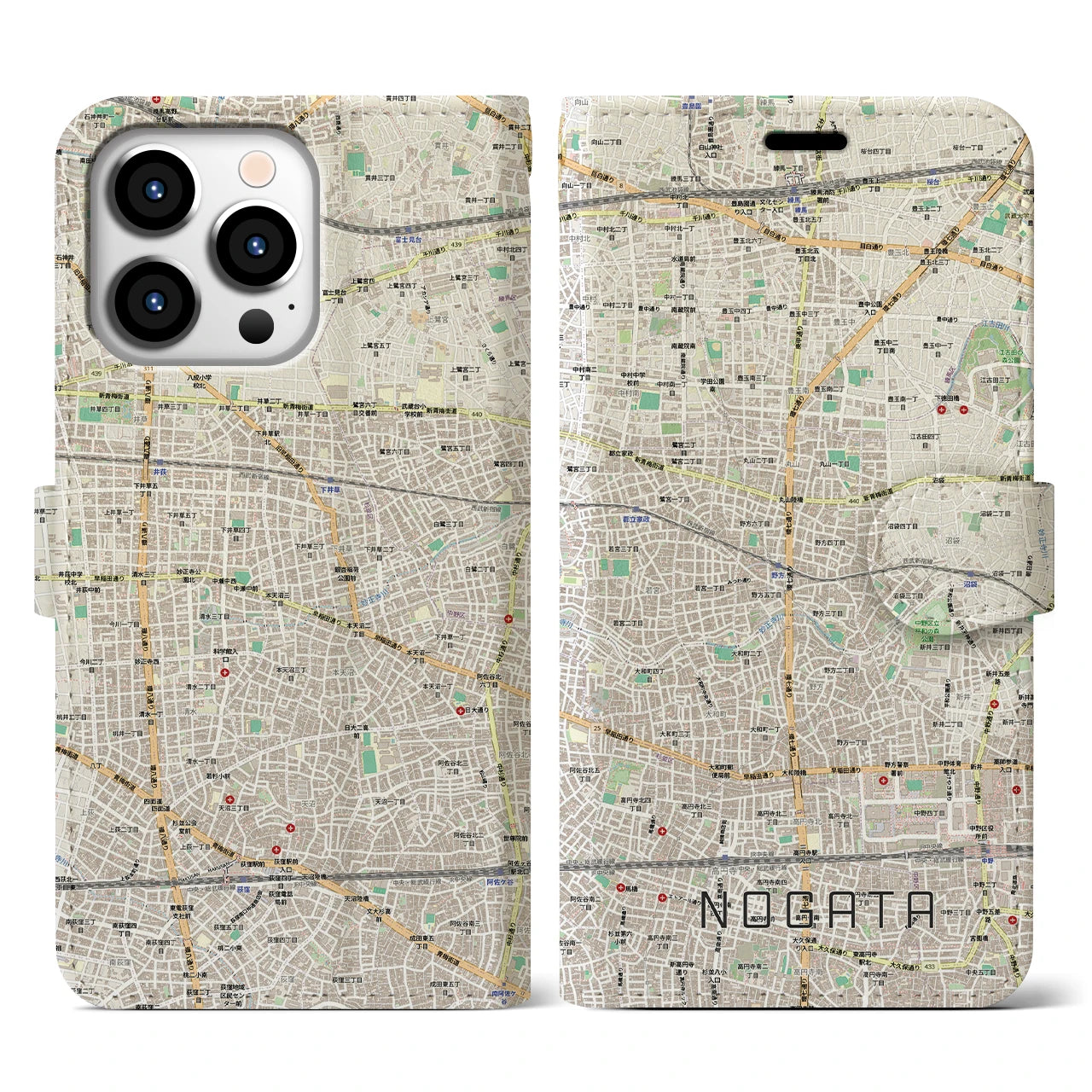 【野方(東京都)】地図柄iPhoneケース(手帳タイプ)