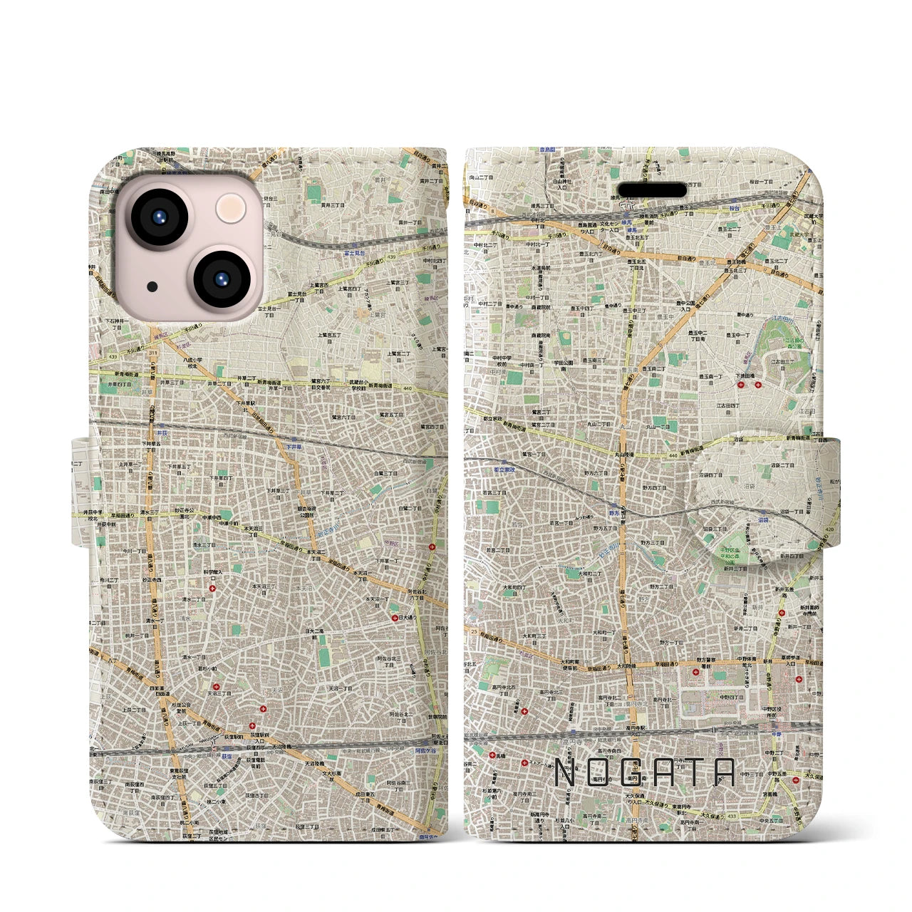 【野方(東京都)】地図柄iPhoneケース(手帳タイプ)