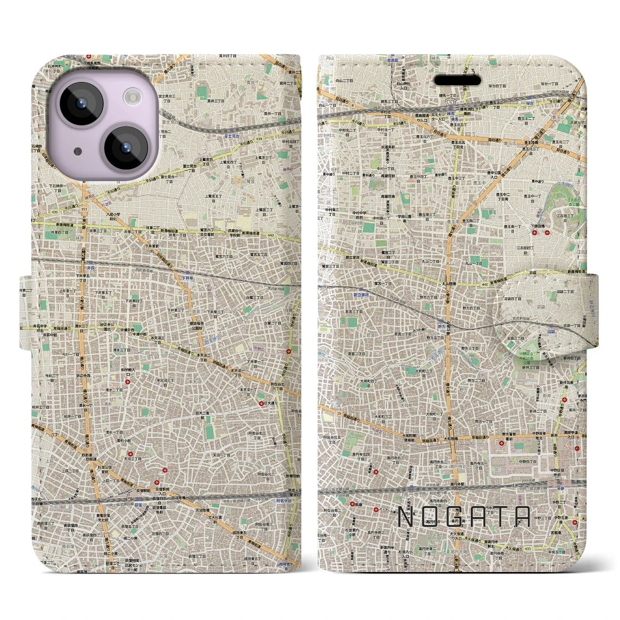 【野方(東京都)】地図柄iPhoneケース(手帳タイプ)