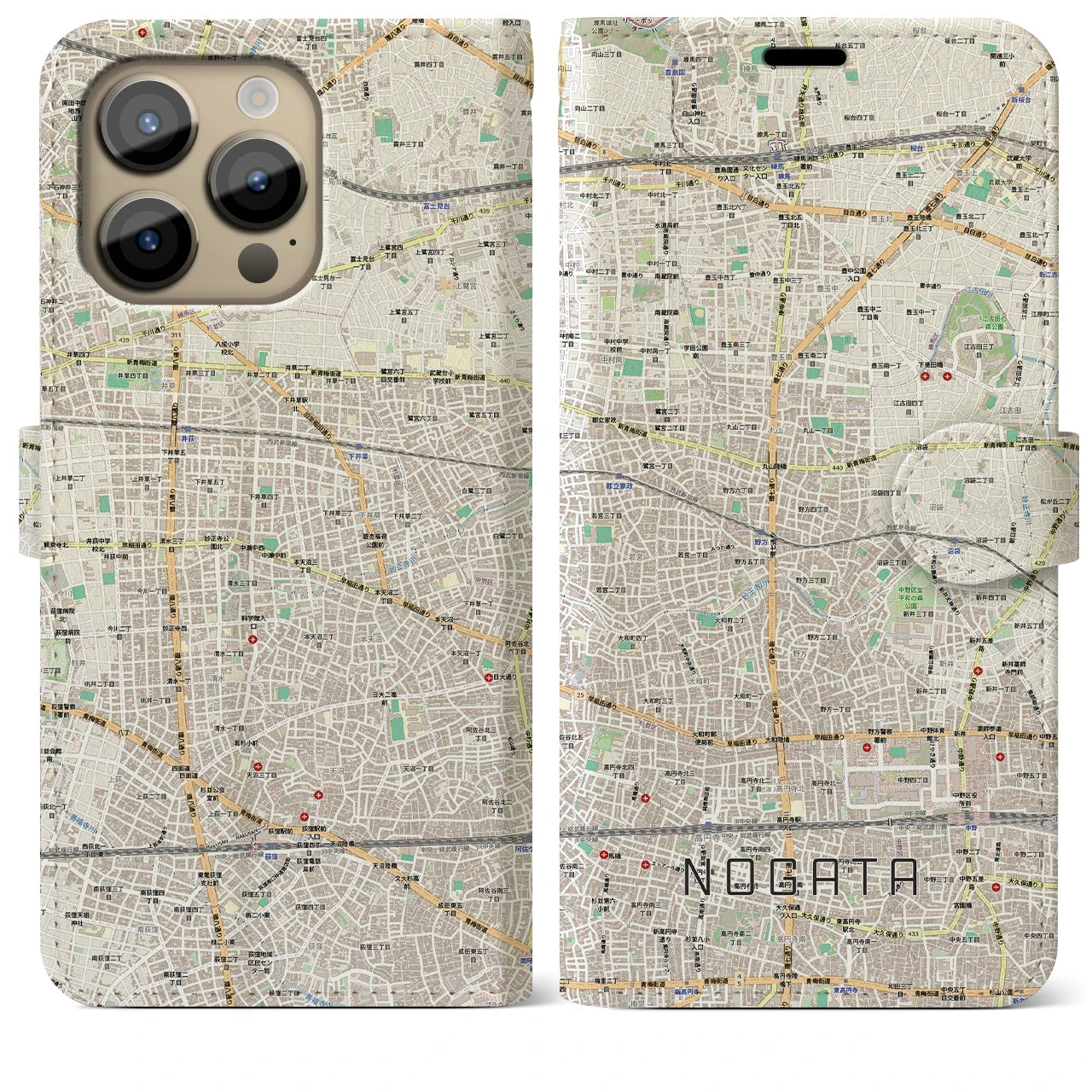 【野方(東京都)】地図柄iPhoneケース(手帳タイプ)